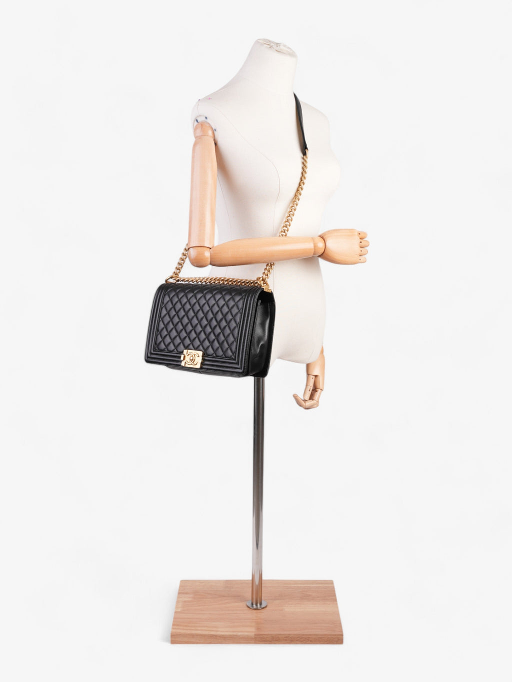 Chanel Boy Bag Black Lambskin Leather New Medium