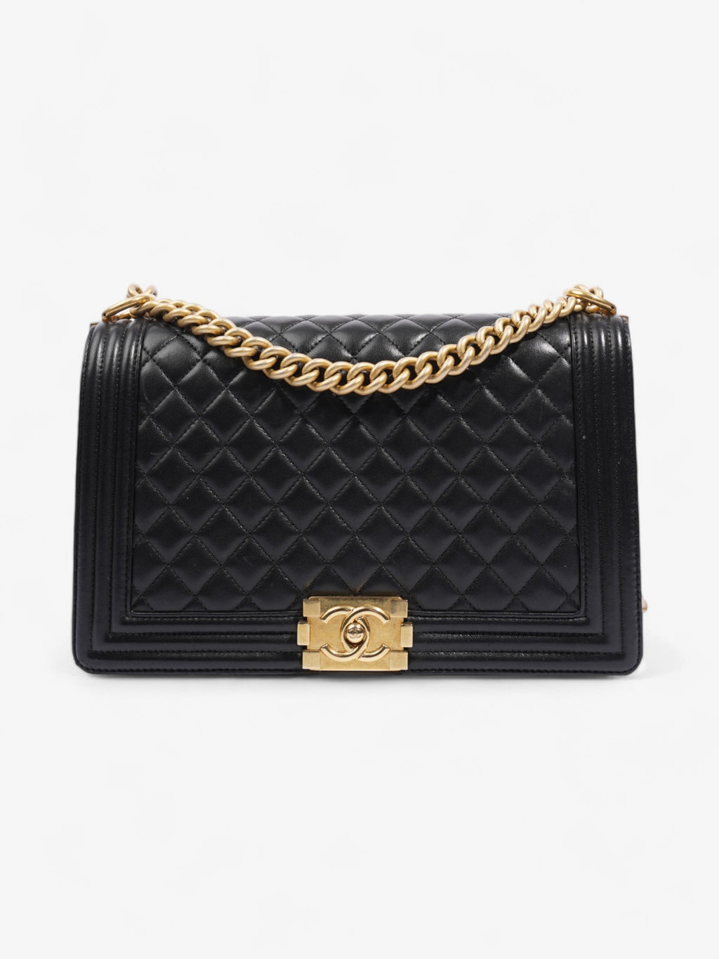 Chanel Boy Bag Black Lambskin Leather New Medium
