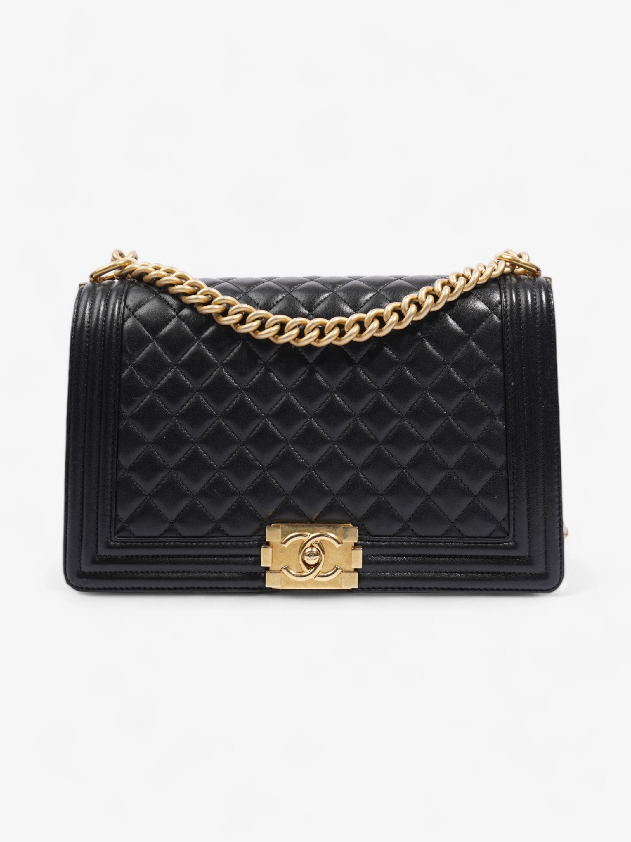 Chanel Boy Bag Black Lambskin Leather New Medium