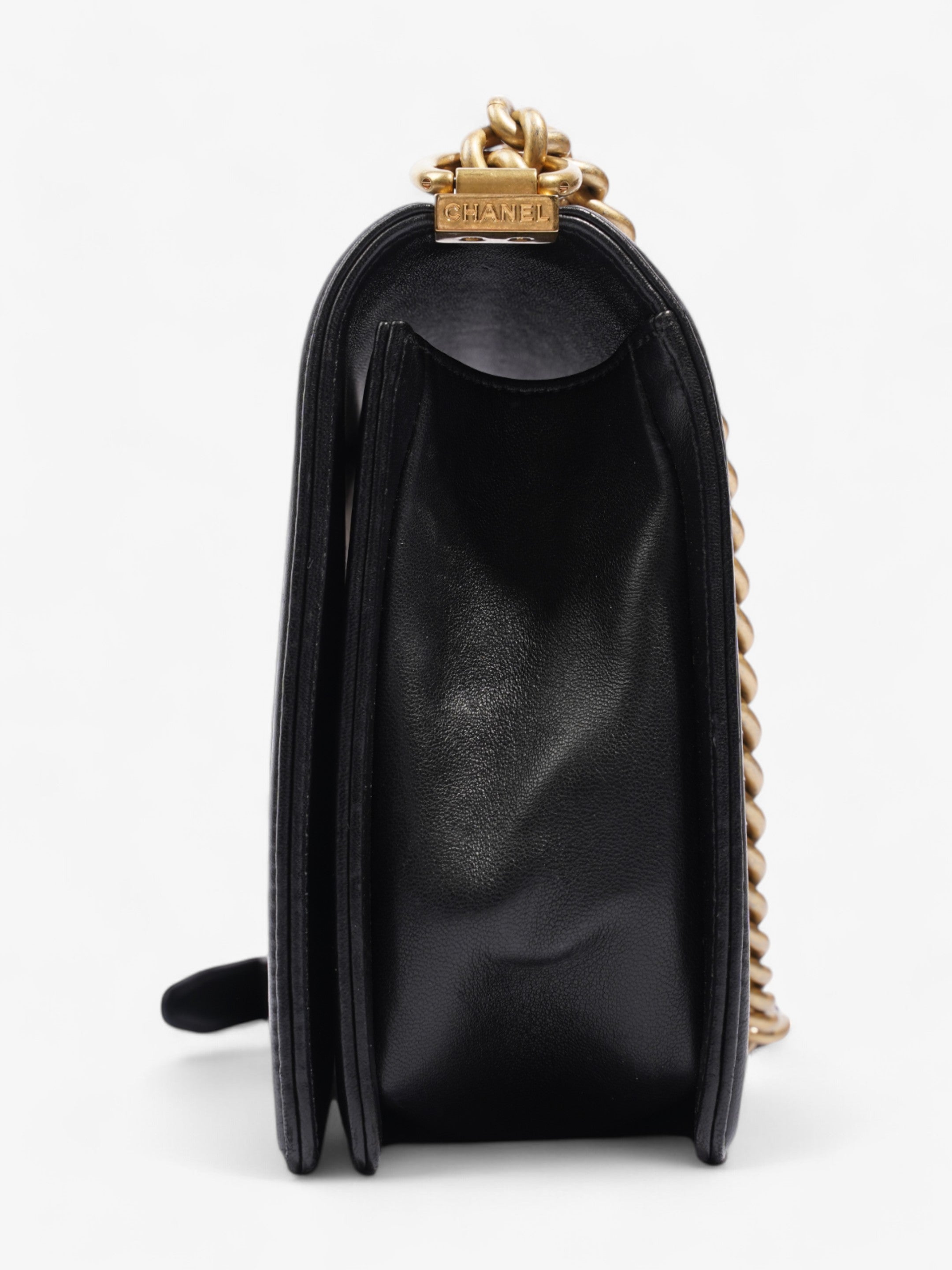 Chanel Boy Bag Black Lambskin Leather New Medium