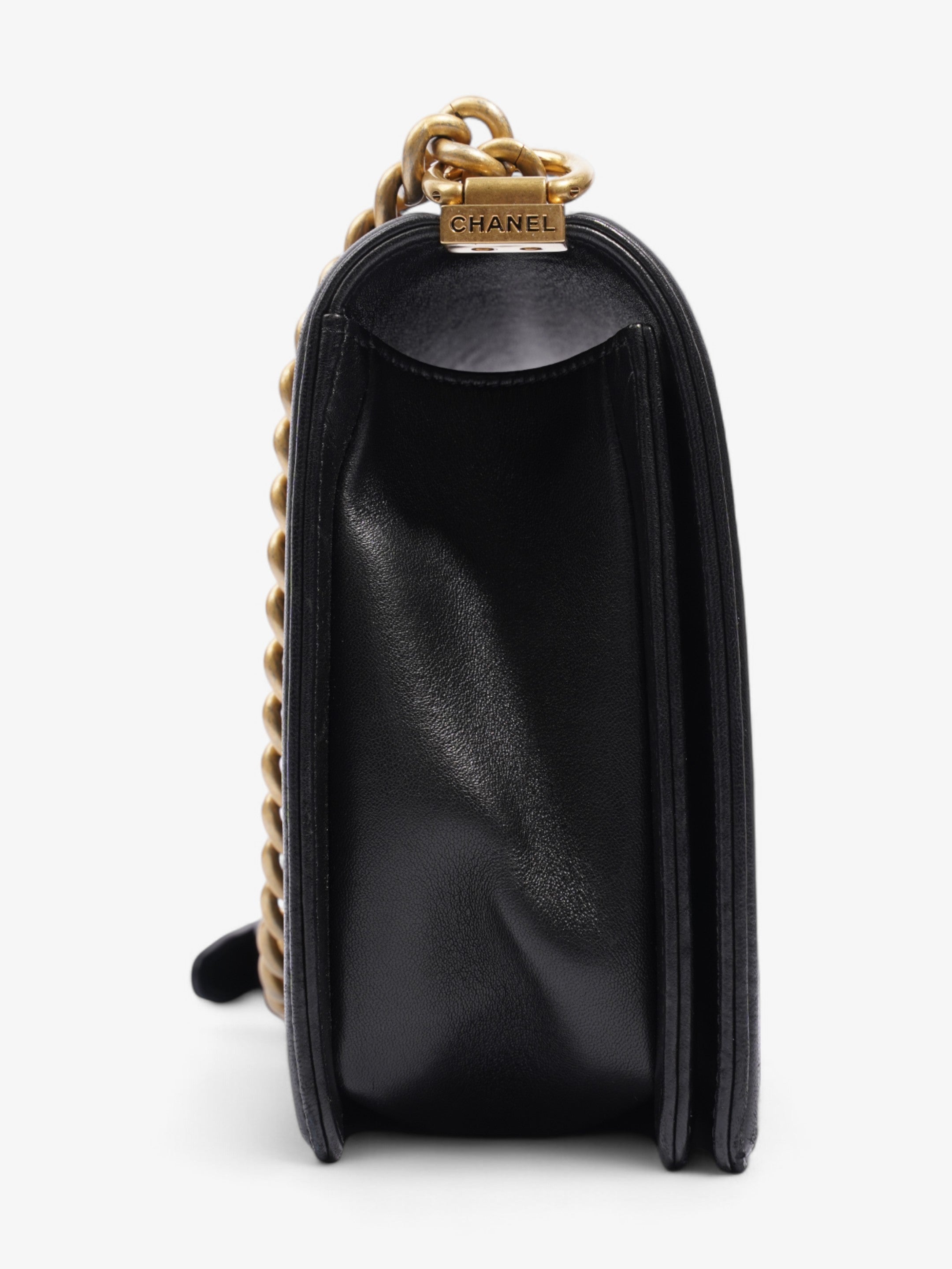 Chanel Boy Bag Black Lambskin Leather New Medium