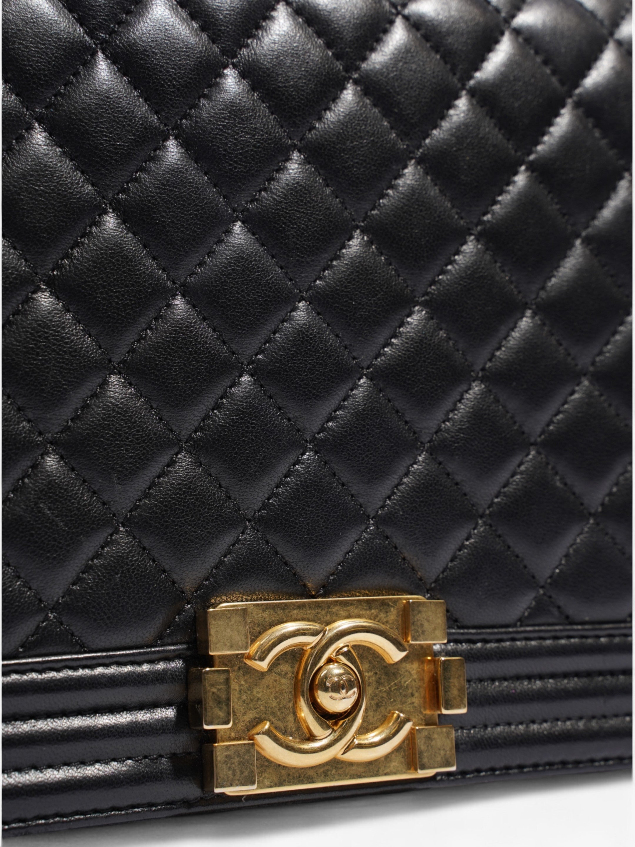 Chanel Boy Bag Black Lambskin Leather New Medium