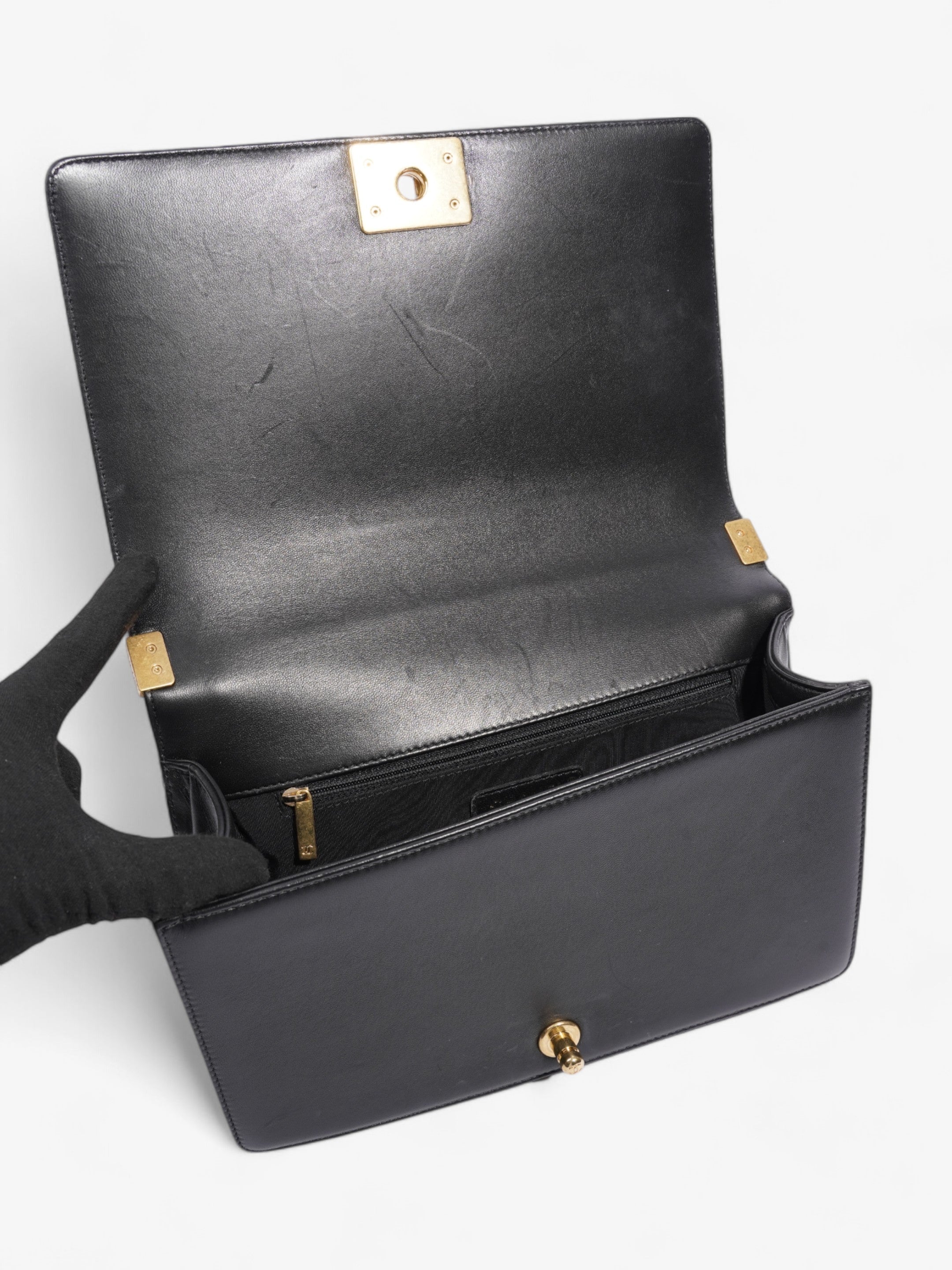 Chanel Boy Bag Black Lambskin Leather New Medium