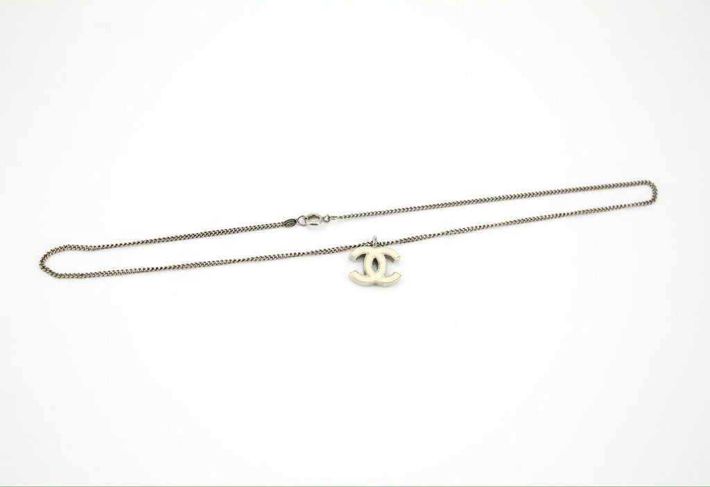 Chanel Vintage 02C Enamel White CC Necklace