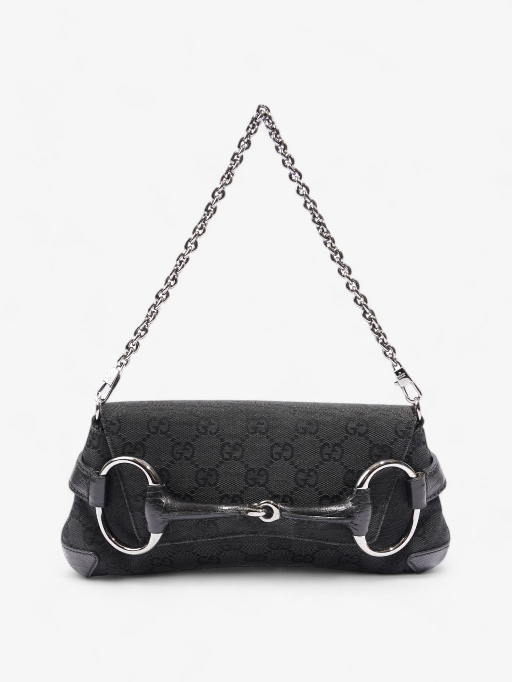 Gucci GG Horsebit Chain Black Canvas