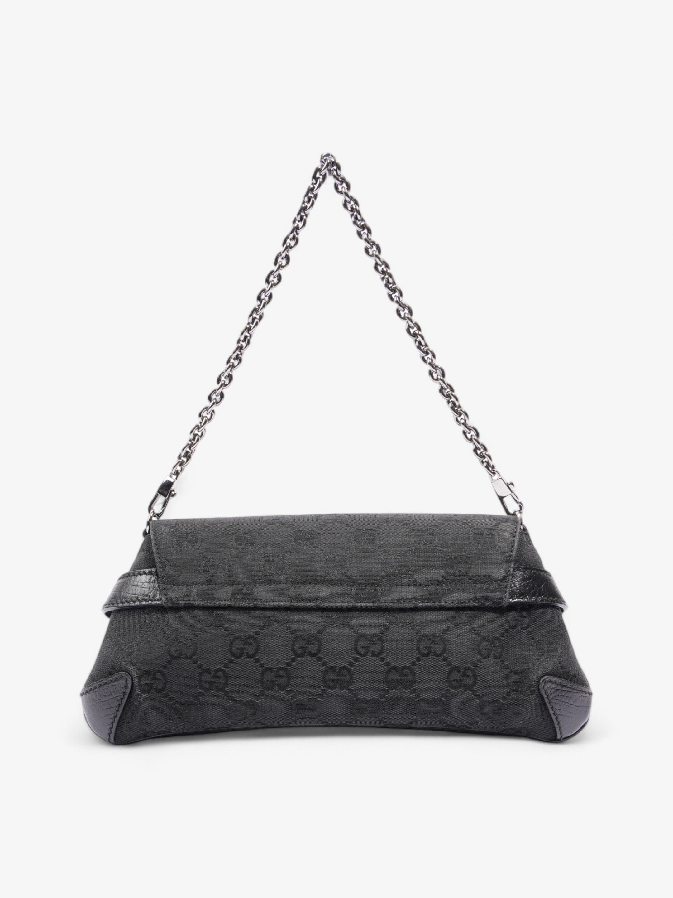 Gucci GG Horsebit Chain Black Canvas