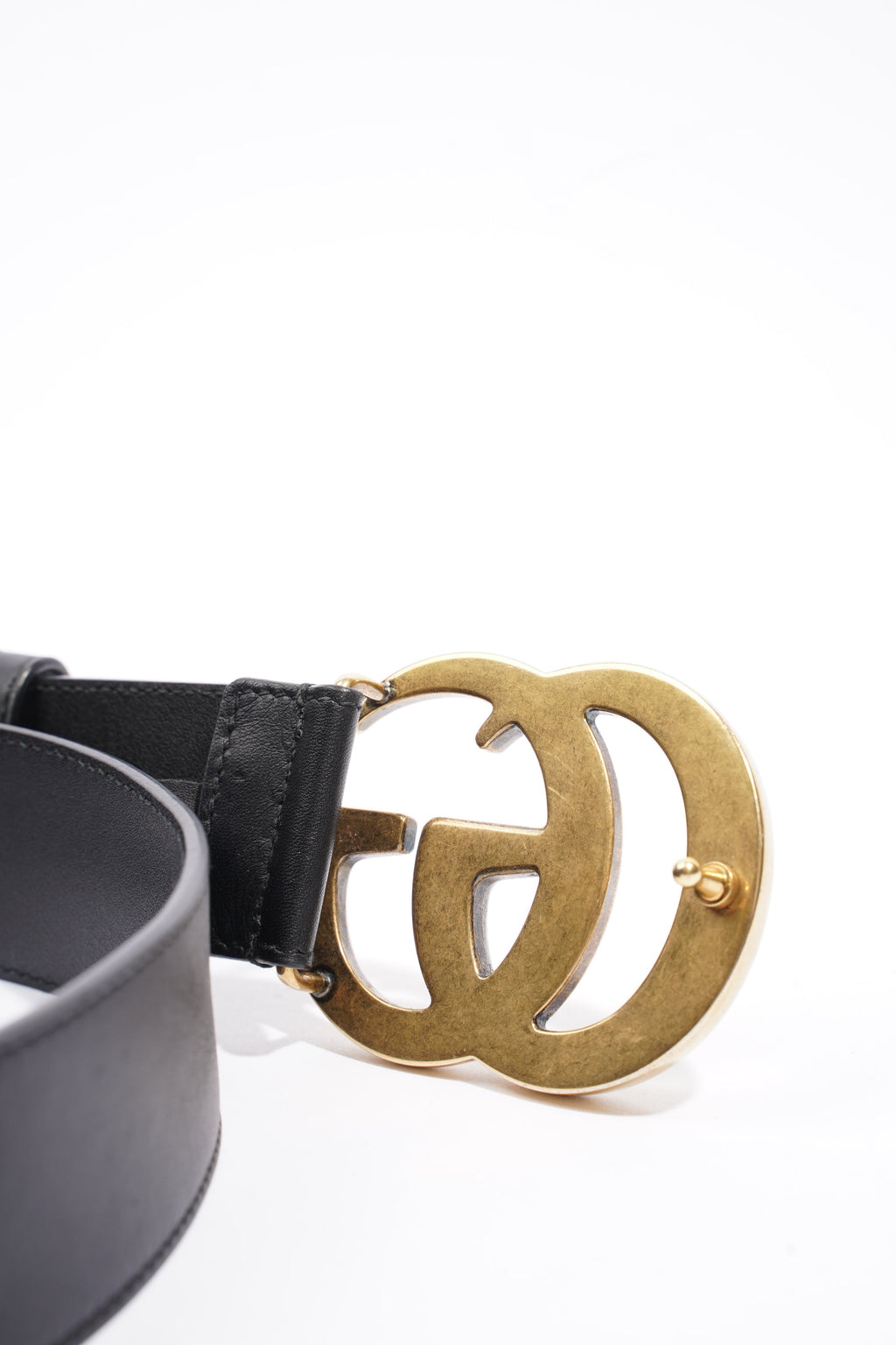 Gucci GG Marmont 2015 Re-Edition Wide Belt  Black Leather 85cm / 34"