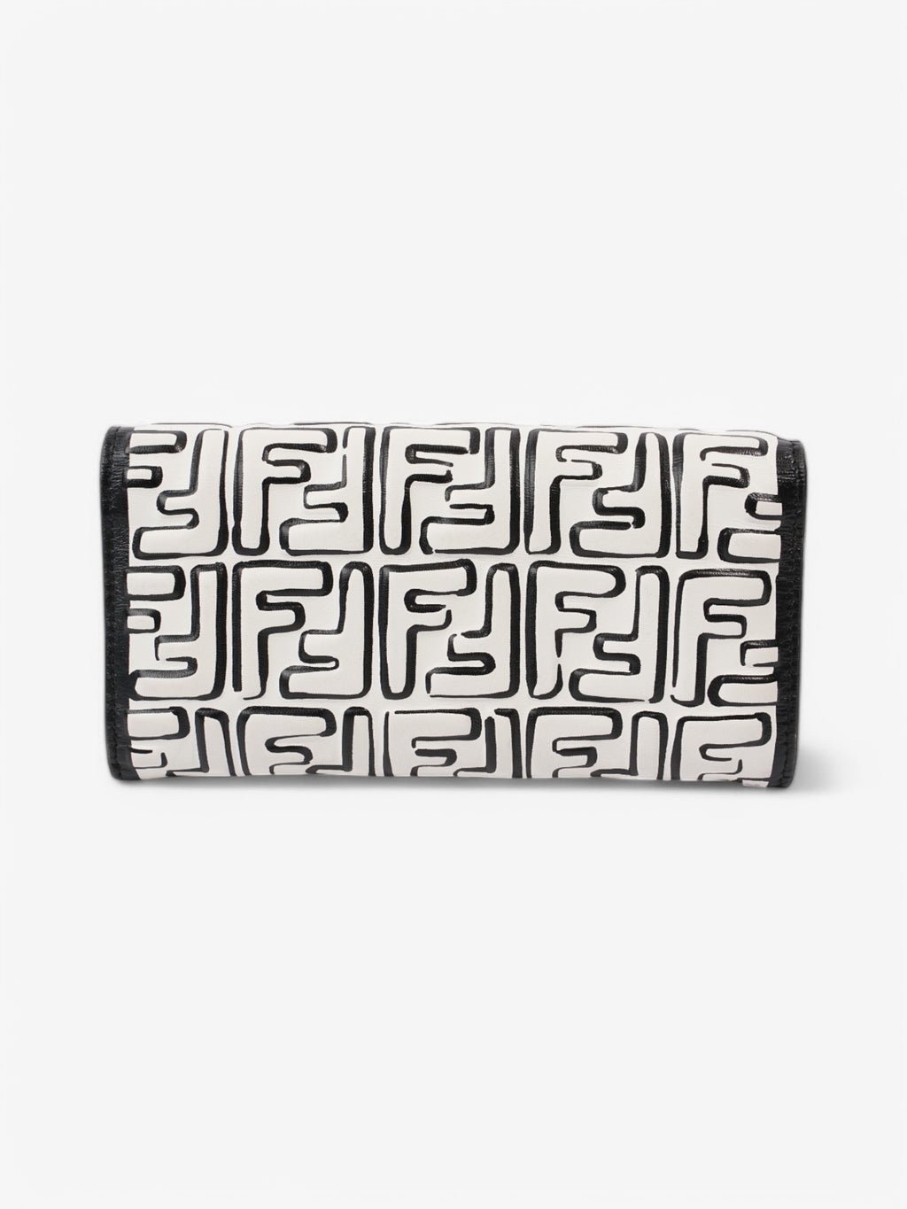 Fendi x Joshua Vides FF Embossed Continental Wallet on Chain Black / White Nappa Leather