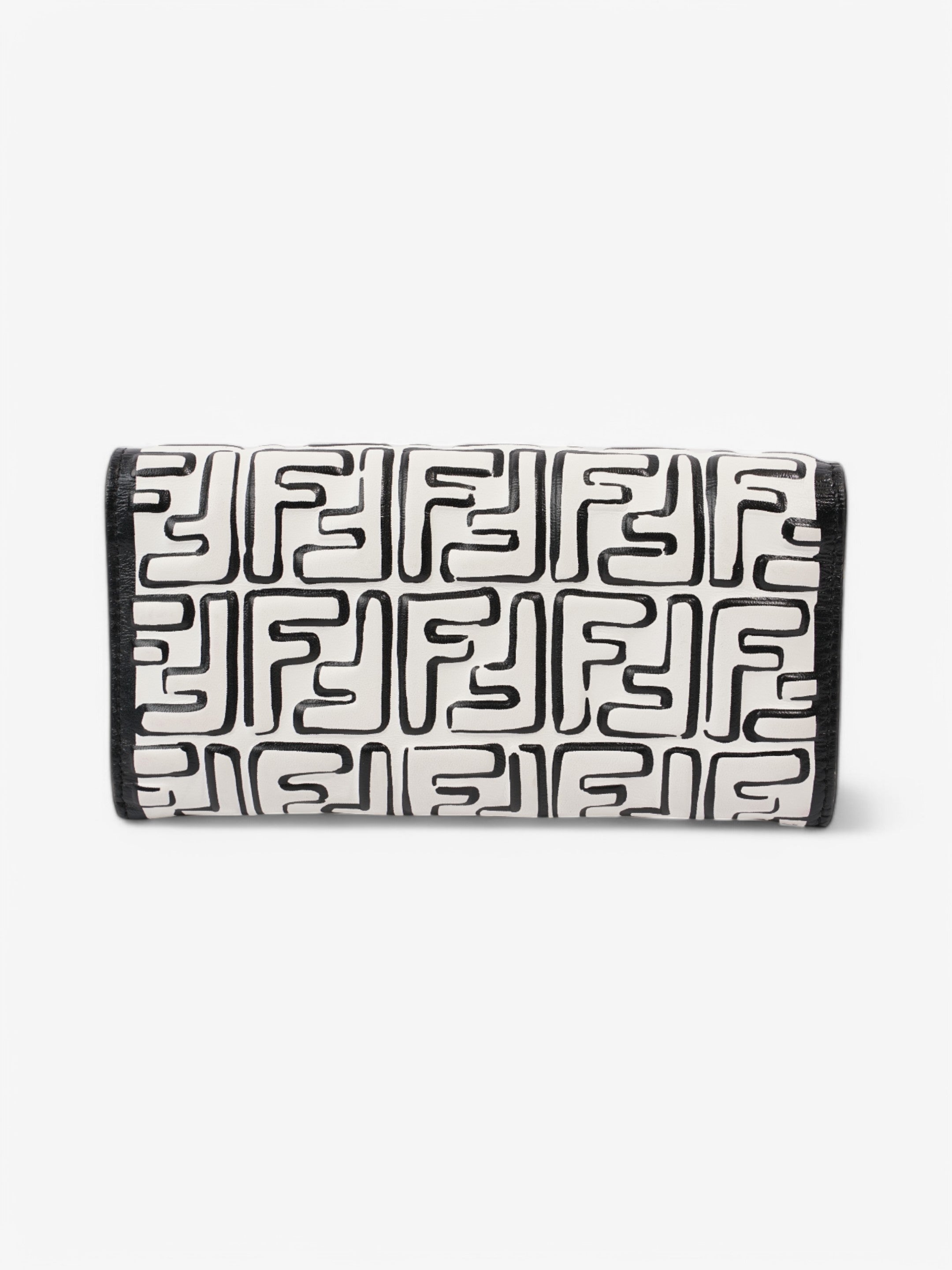 Fendi x Joshua Vides FF Embossed Continental Wallet on Chain Black / White Nappa Leather