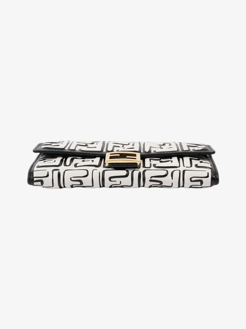 Fendi x Joshua Vides FF Embossed Continental Wallet on Chain Black / White Nappa Leather