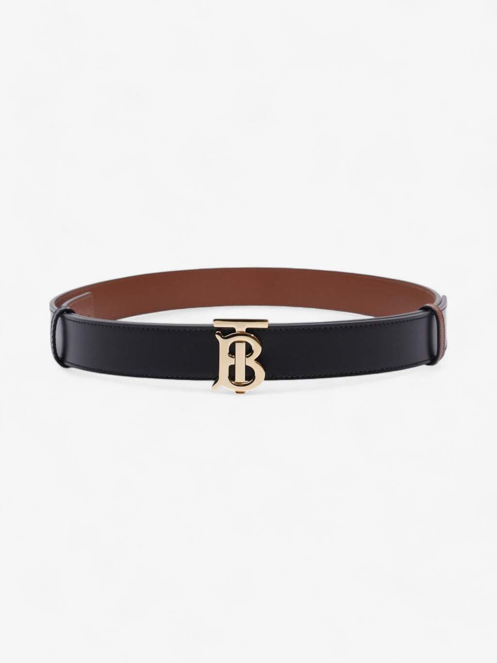 Burberry TB Reversible Belt Black / Brown / Gold Leather Medium - 121cm
