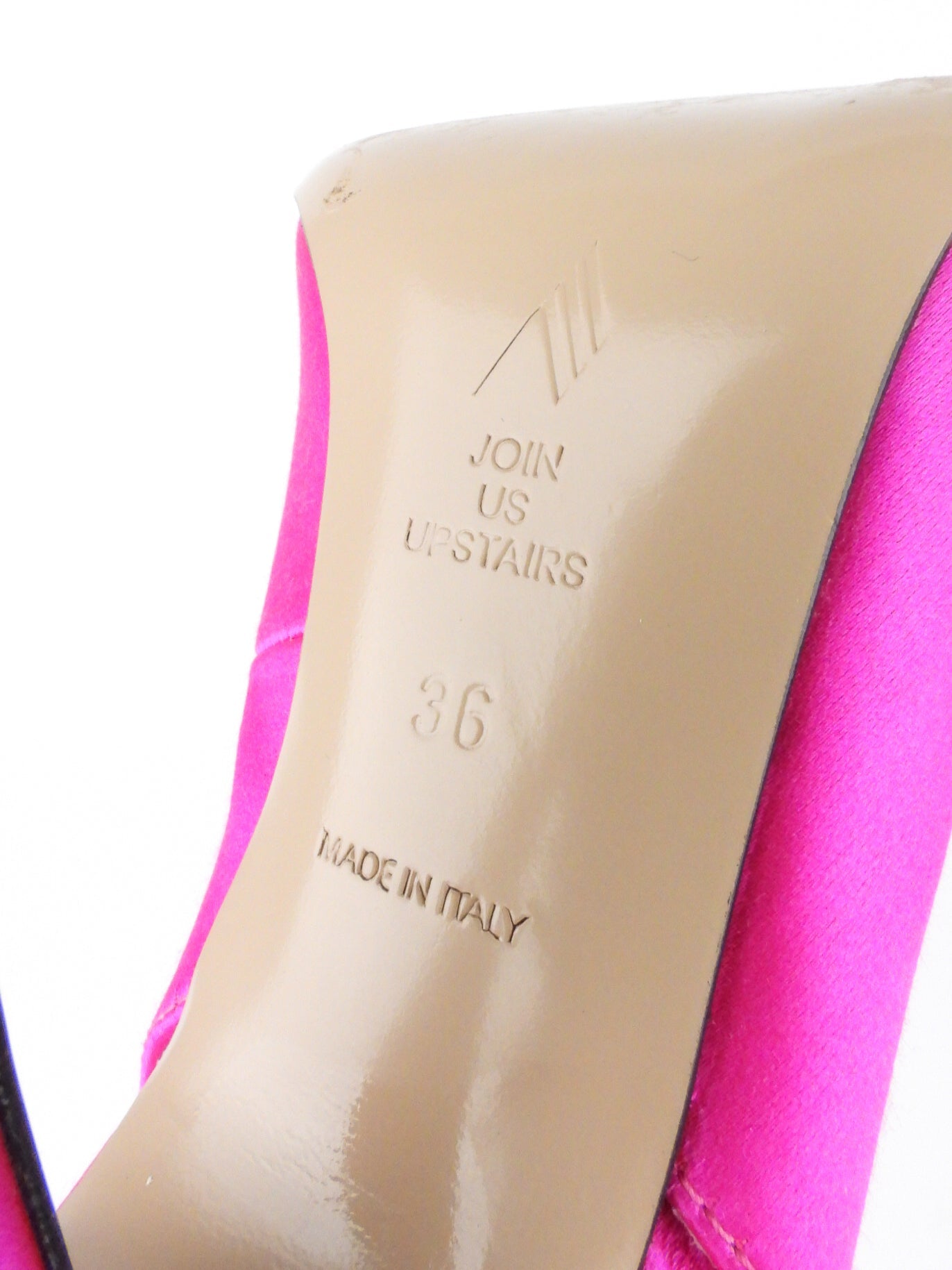 The Attico Pink Satin Venus Slingback Ankle Wrap Stiletto Pump - 36