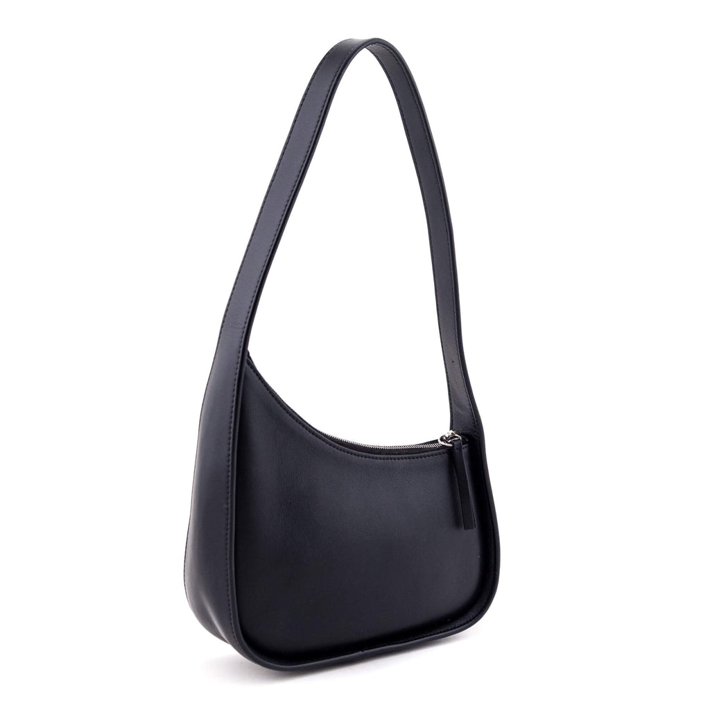The Row Black Smooth Calfskin Half Moon Shoulder Bag