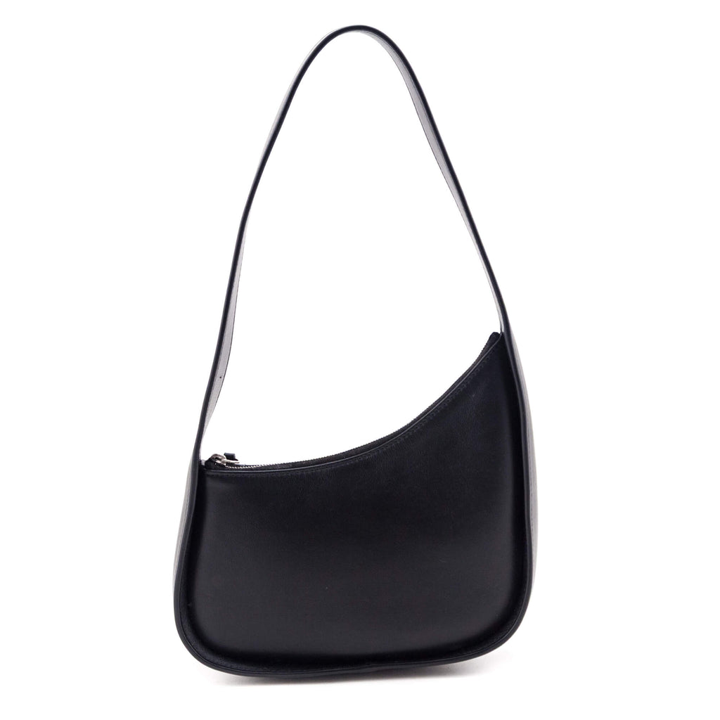 The Row Black Smooth Calfskin Half Moon Shoulder Bag