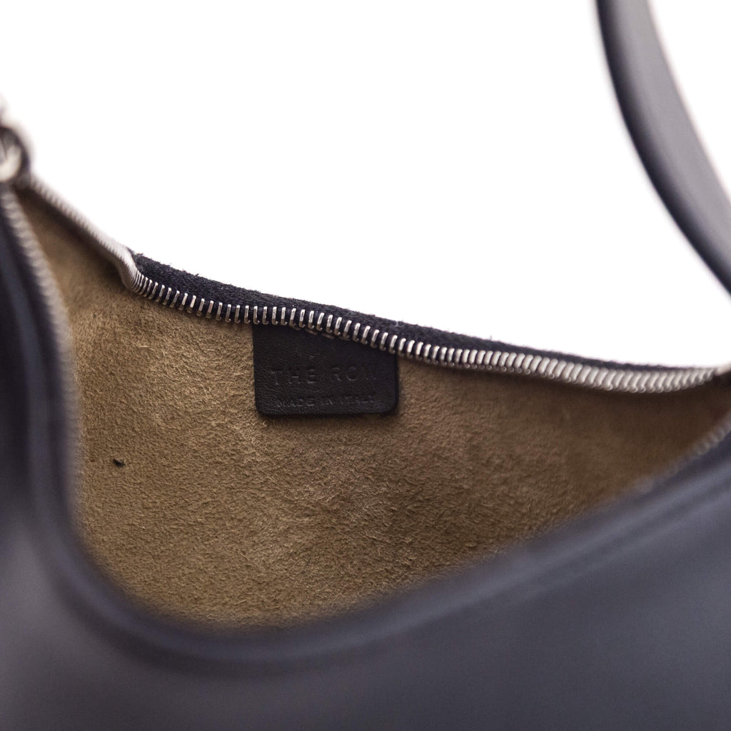 The Row Black Smooth Calfskin Half Moon Shoulder Bag