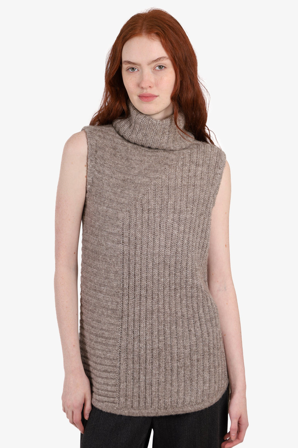 Theory Beige Mohair/Wool Sweater Sleeveless Size Petite