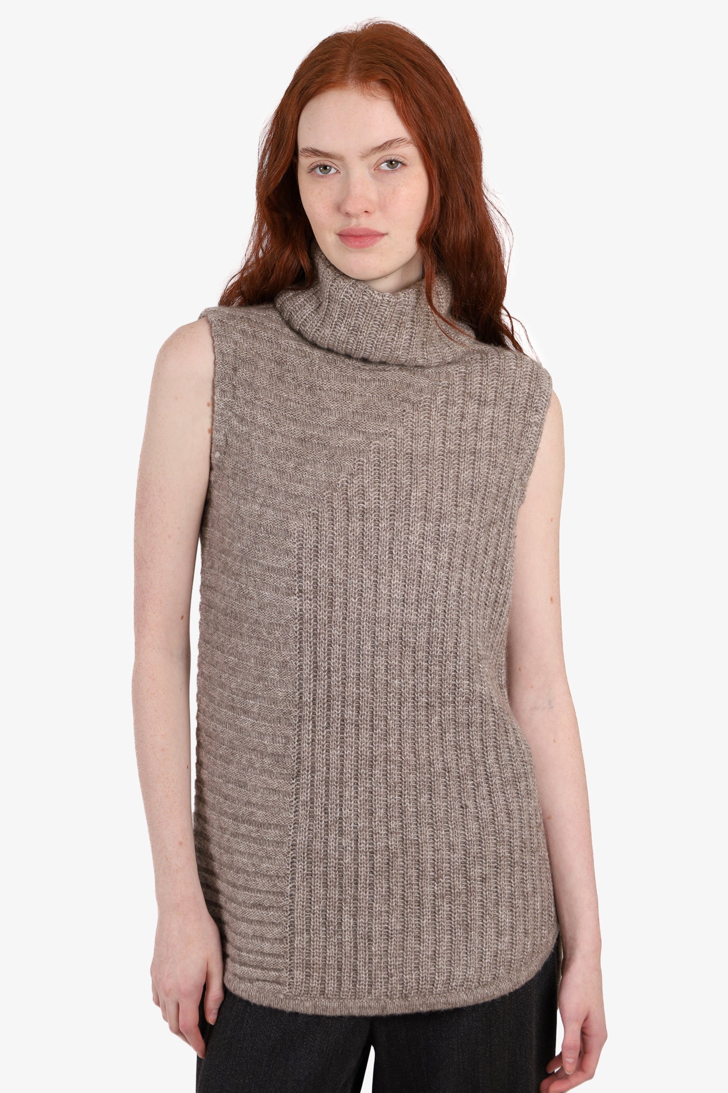 Theory Beige Mohair/Wool Sweater Sleeveless Size Petite