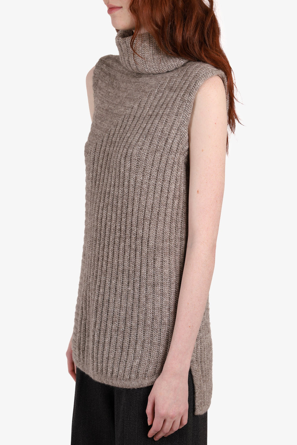 Theory Beige Mohair/Wool Sweater Sleeveless Size Petite
