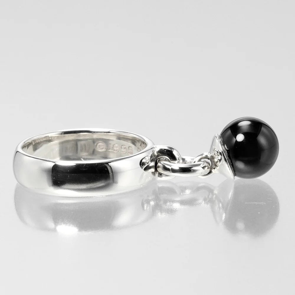 TIFFANY & CO. VINTAGE STERLING SILVER ONYX CHARM RING
