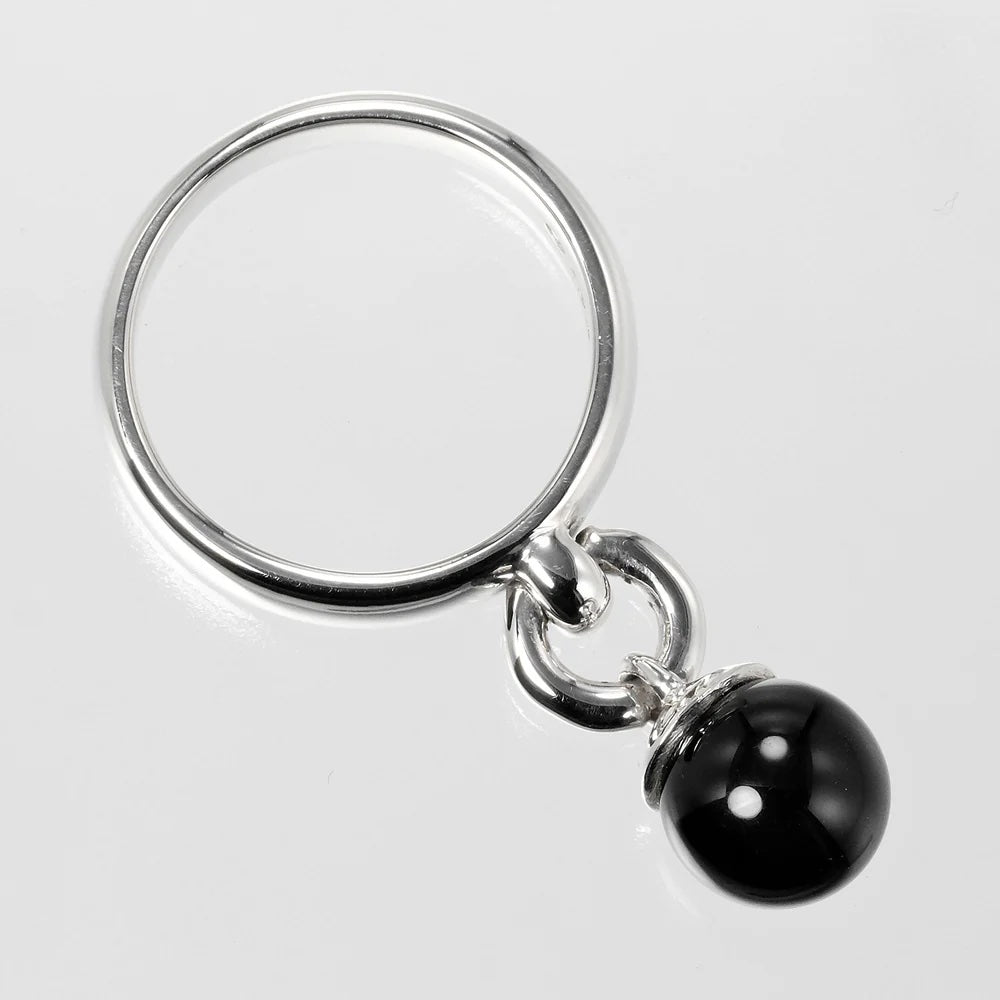 TIFFANY & CO. VINTAGE STERLING SILVER ONYX CHARM RING