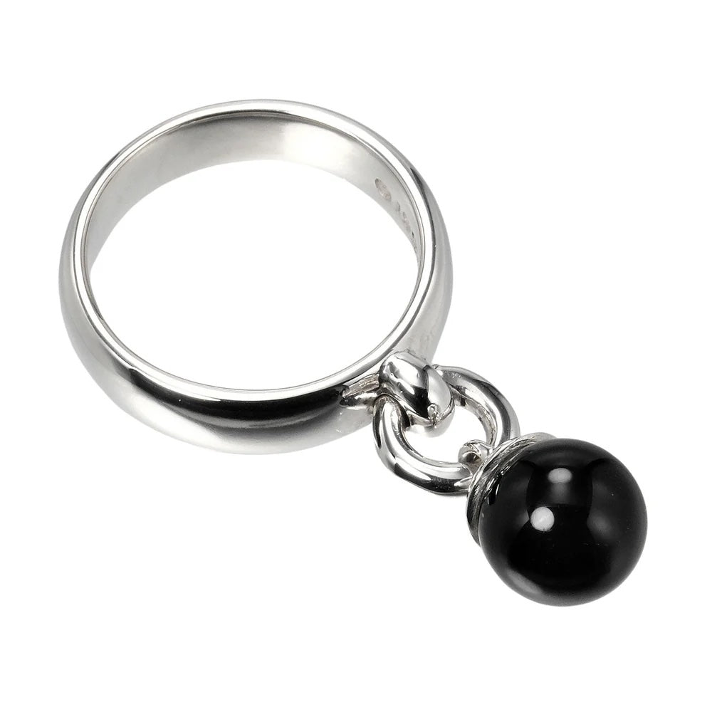 TIFFANY & CO. VINTAGE STERLING SILVER ONYX CHARM RING