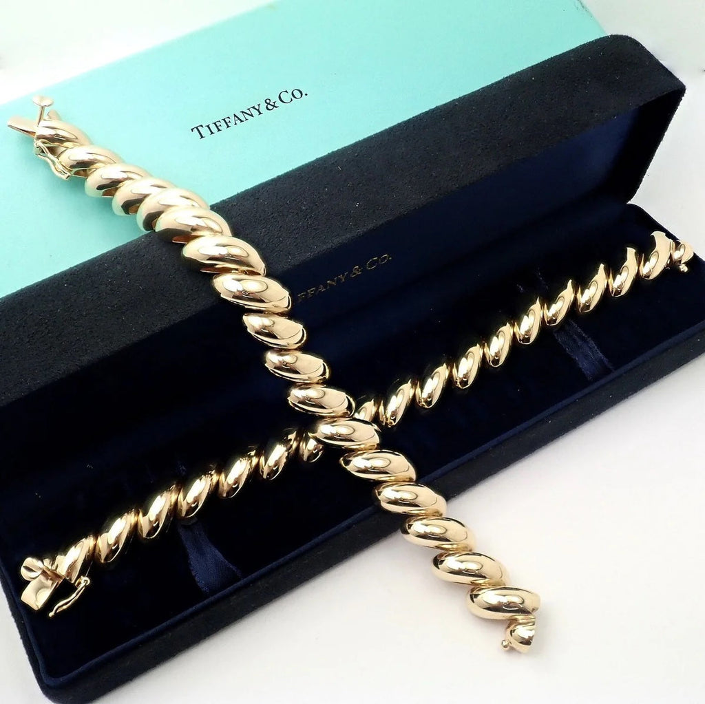 TIFFANY & CO. SAN MARCO MACARONI LINK 14K YELLOW GOLD BRACELET