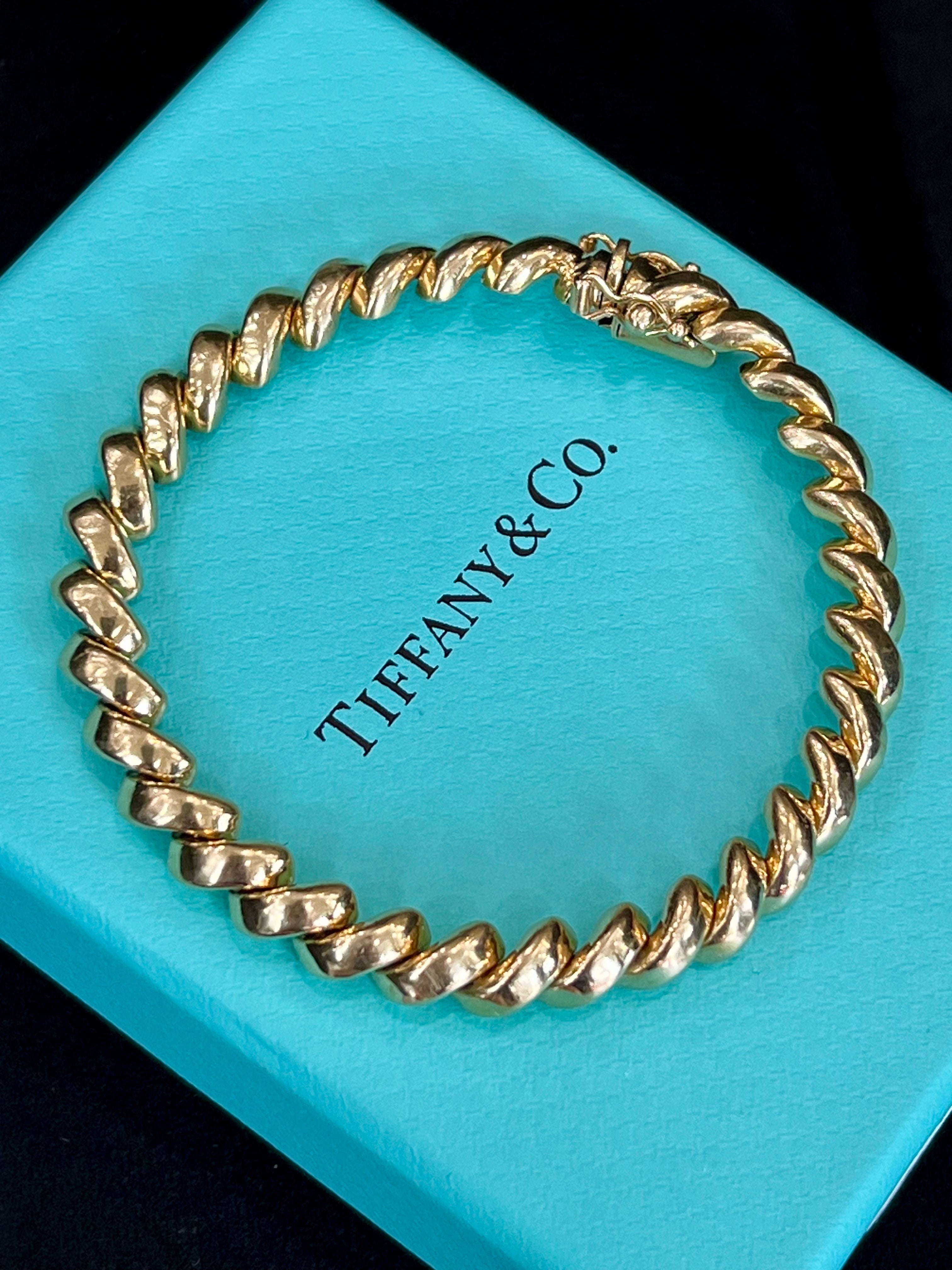 TIFFANY & CO. SAN MARCO MACARONI LINK 14K YELLOW GOLD BRACELET