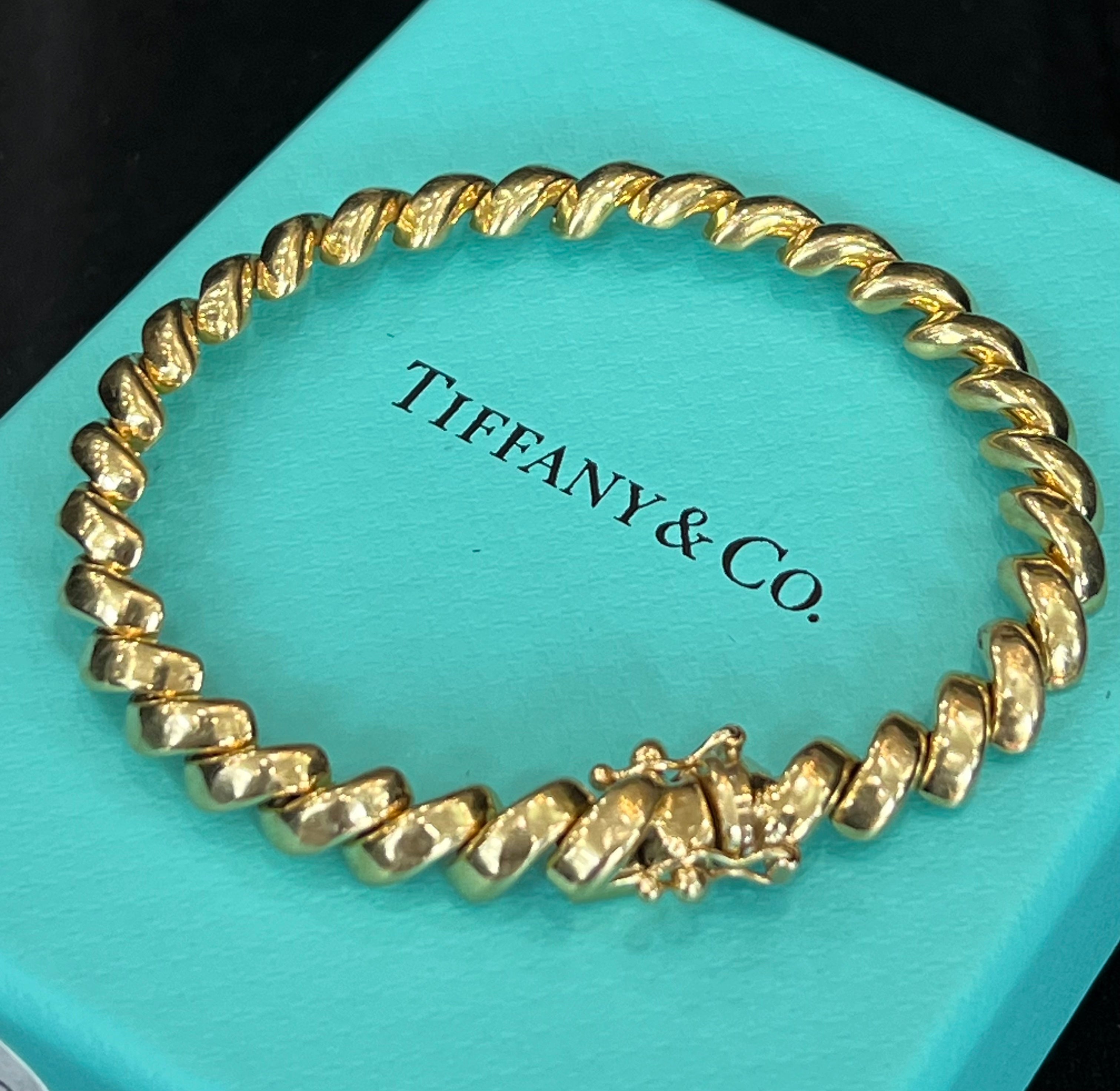 TIFFANY & CO. SAN MARCO MACARONI LINK 14K YELLOW GOLD BRACELET