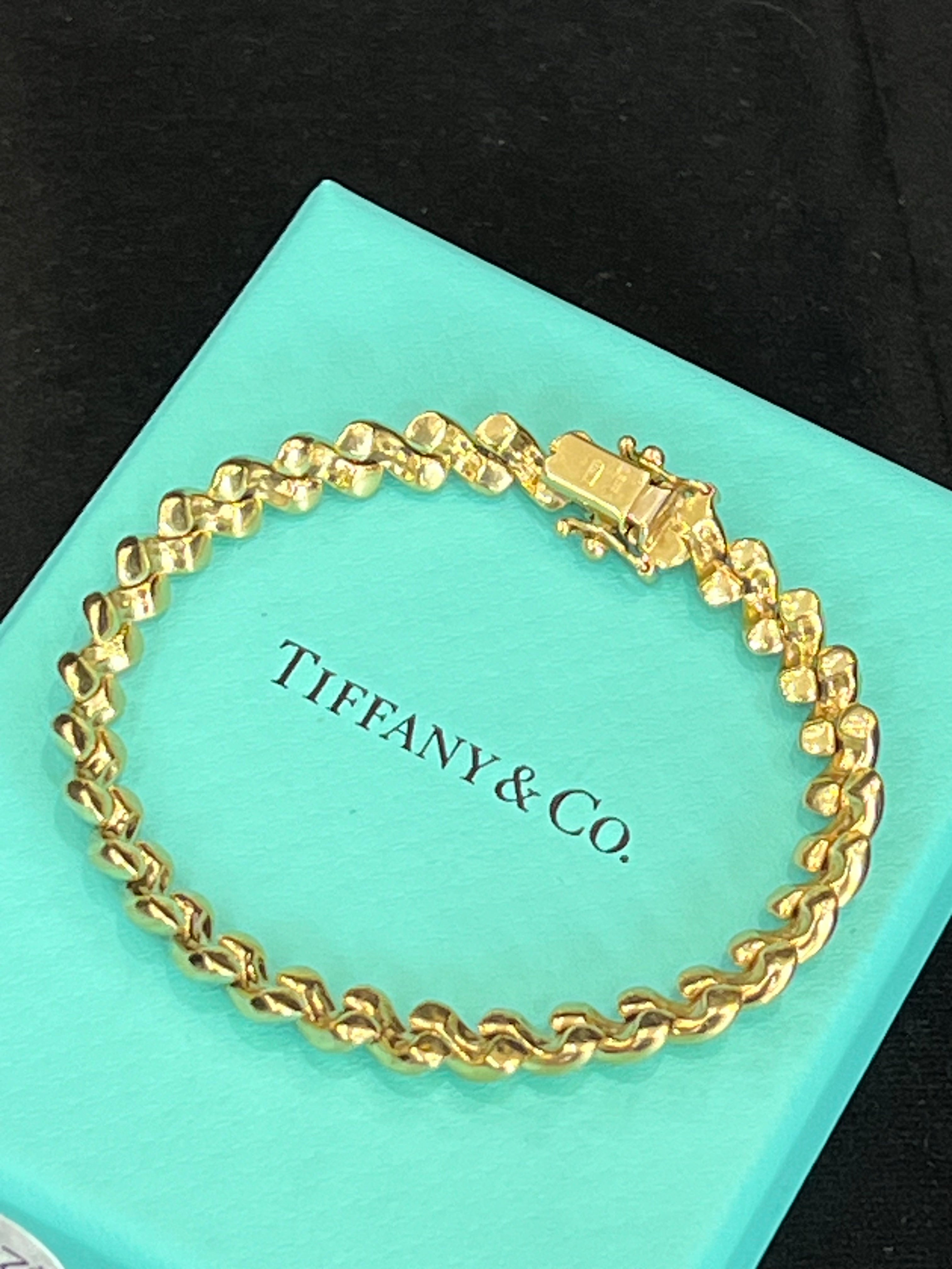 TIFFANY & CO. SAN MARCO MACARONI LINK 14K YELLOW GOLD BRACELET