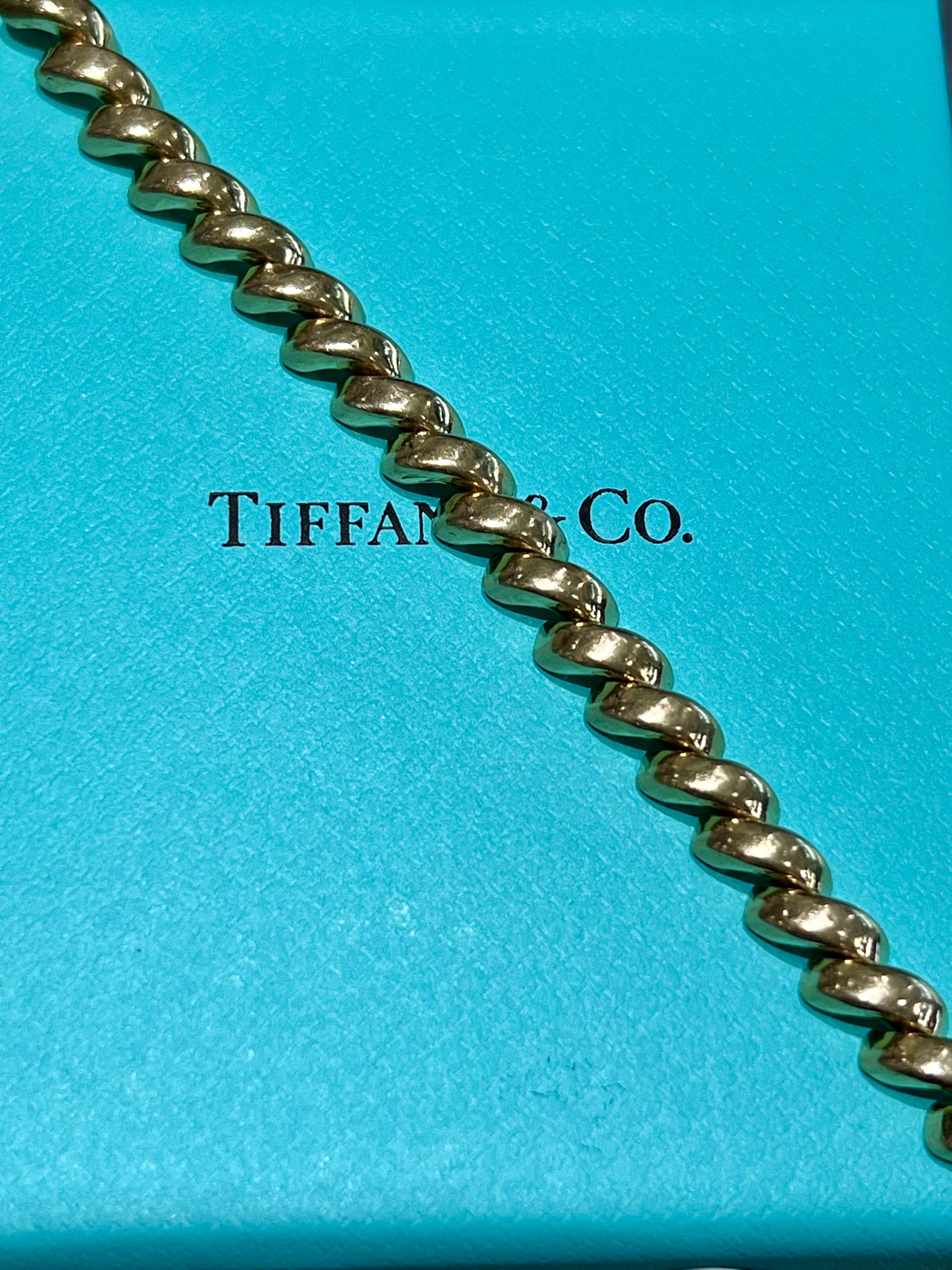 TIFFANY & CO. SAN MARCO MACARONI LINK 14K YELLOW GOLD BRACELET
