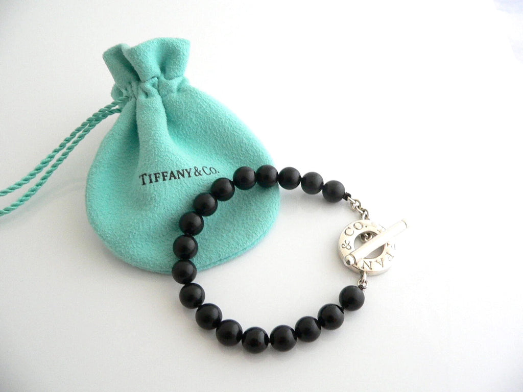 TIFFANY & CO. BLACK ONYX STERLING SILVER TOGGLE BRACELET