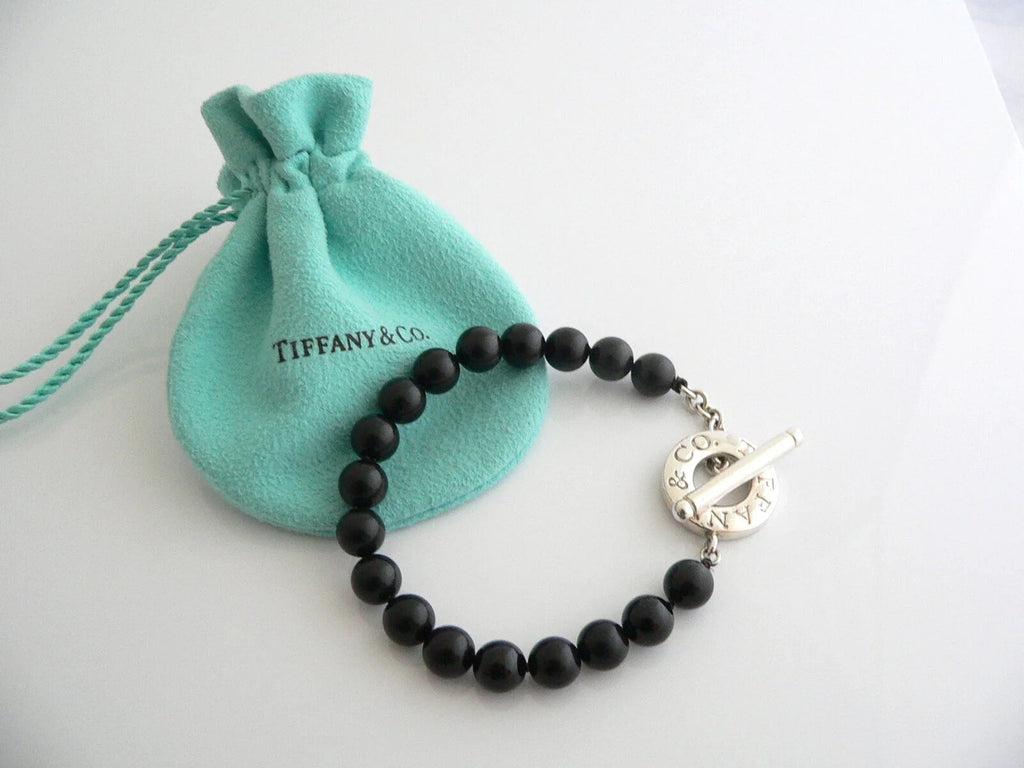 TIFFANY & CO. BLACK ONYX STERLING SILVER TOGGLE BRACELET