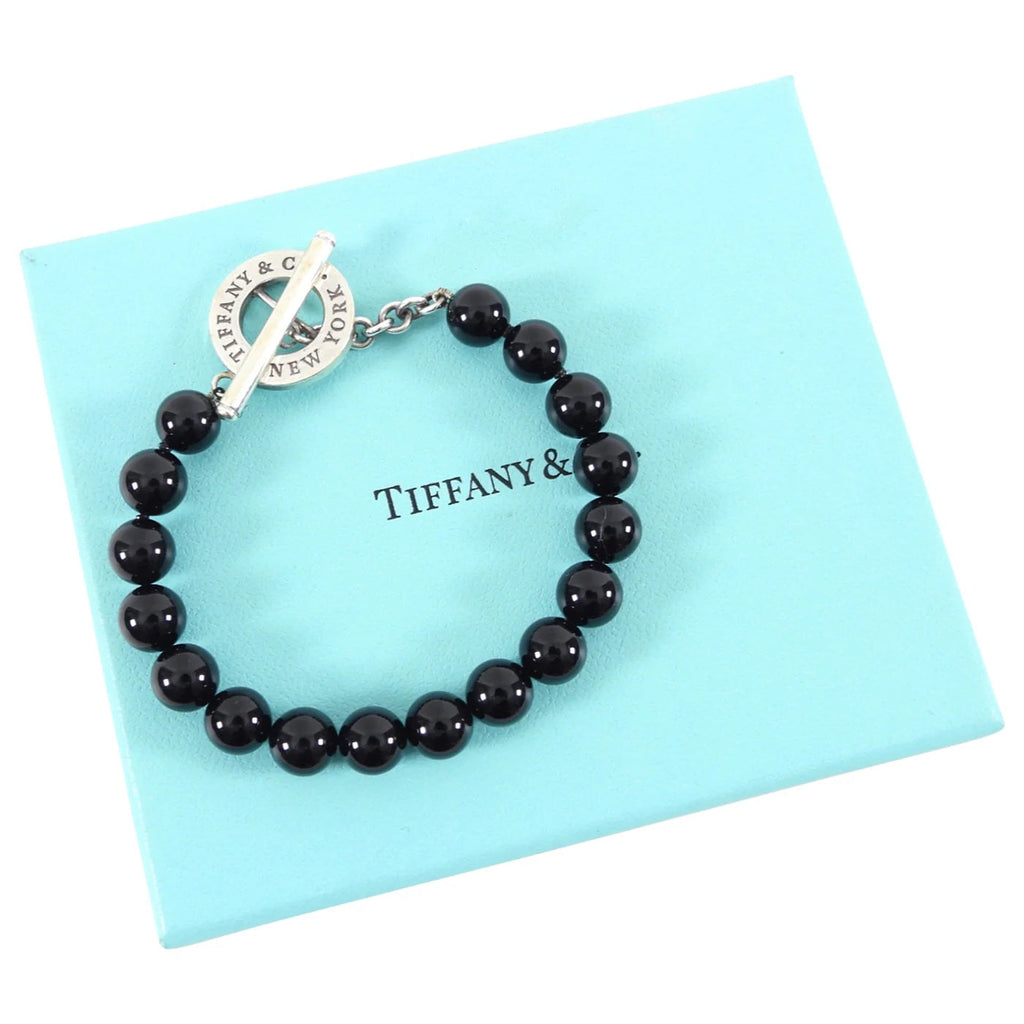 TIFFANY & CO. BLACK ONYX STERLING SILVER TOGGLE BRACELET