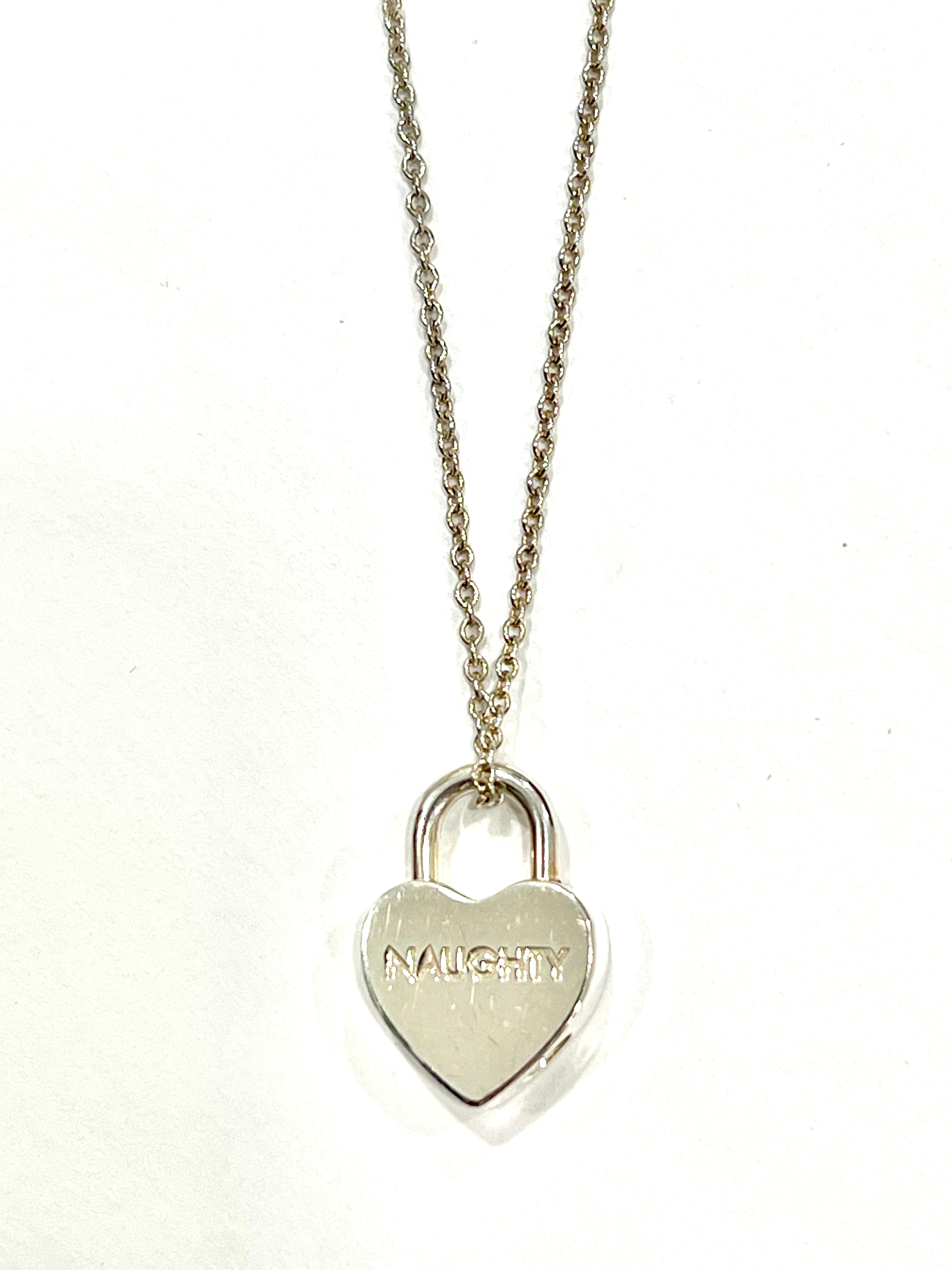 TIFFANY & CO. NICE & NAUGHTY HEART PADLOCK PENDANT NECKLACE