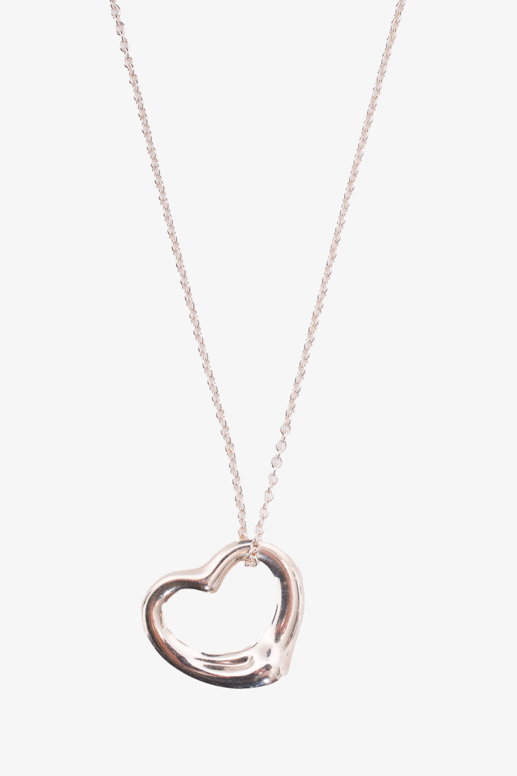 Tiffany Sterling Silver Open Heart Pendant Necklace 16cm