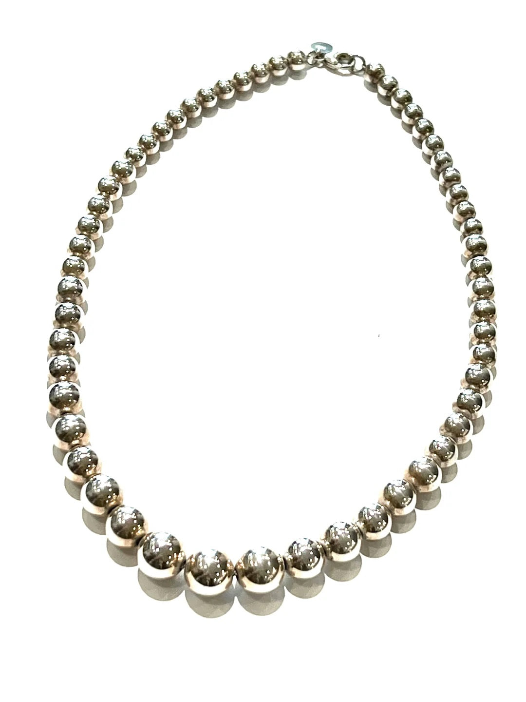 TIFFANY & CO. STERLING SILVER HARDWARE GRADUATED BALL NECKLACE