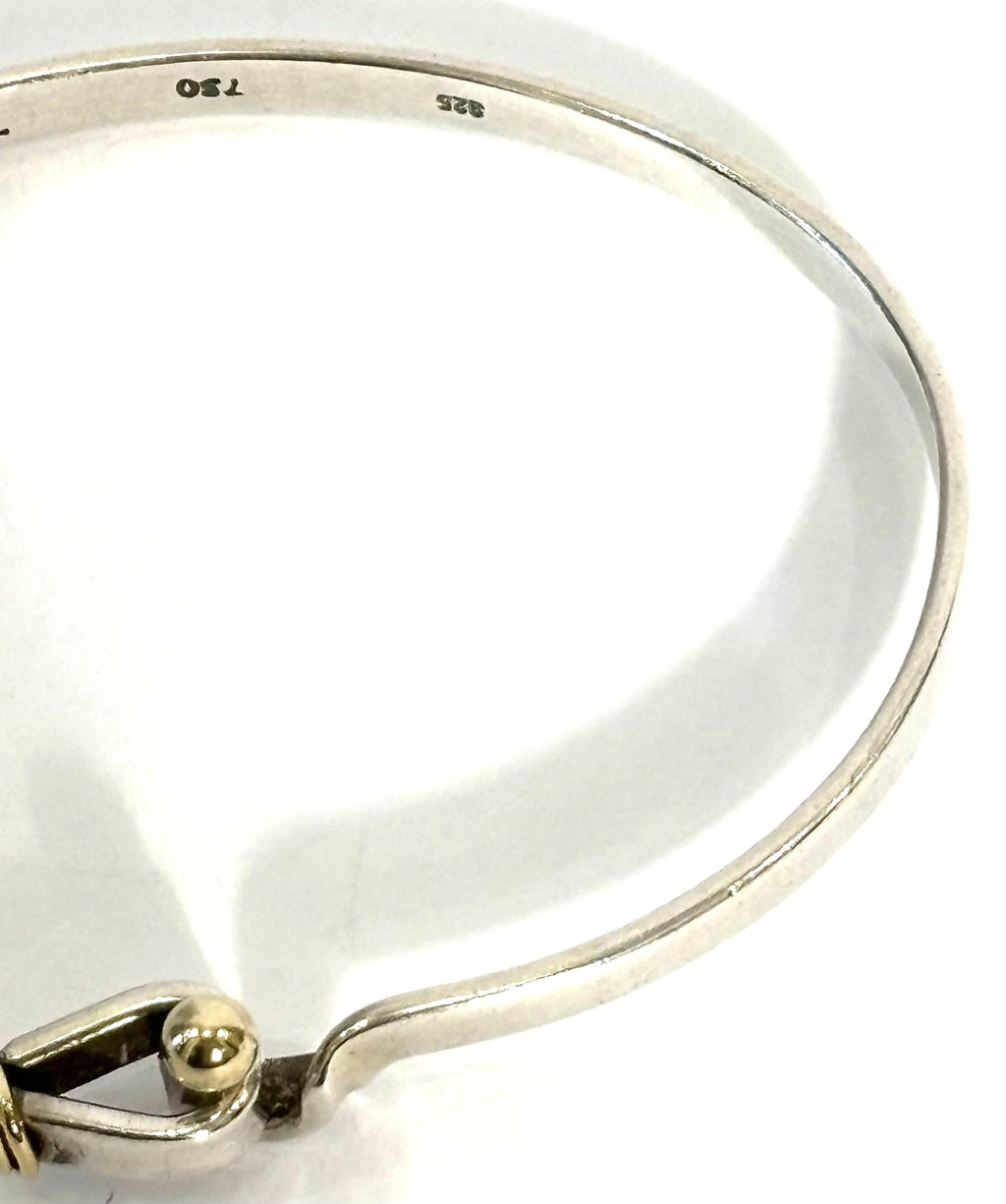 TIFFANY & CO. STERLING SILVER 18K GOLD HOOK & EYE BANGLE BRACELET