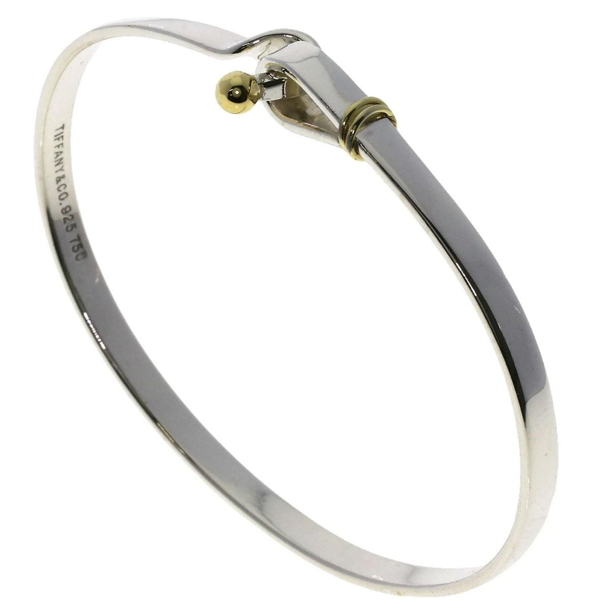 TIFFANY & CO. STERLING SILVER 18K GOLD HOOK & EYE BANGLE BRACELET