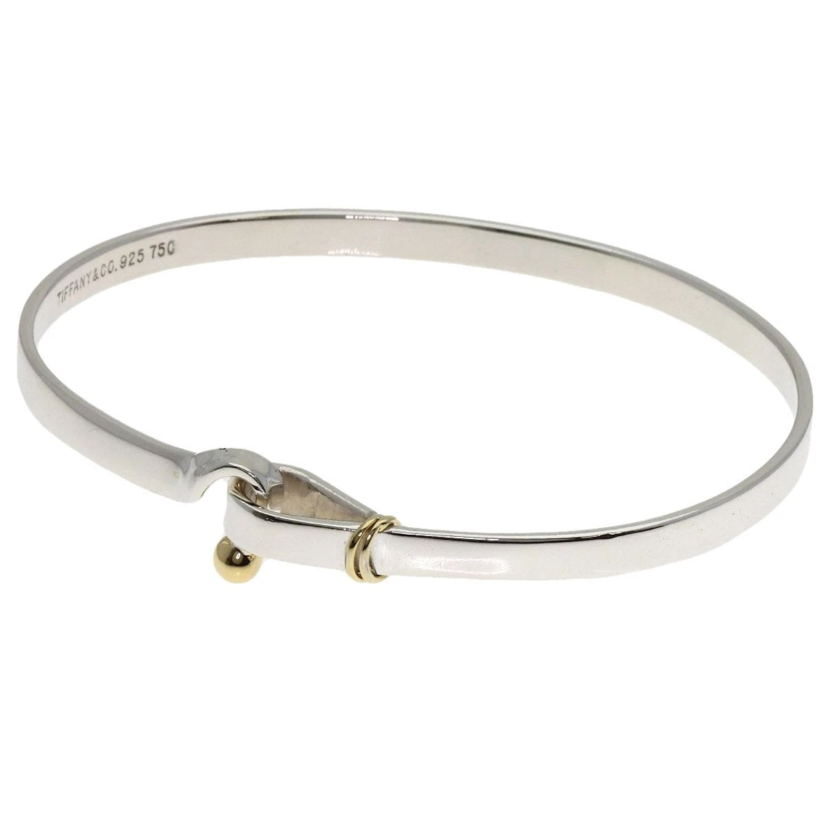TIFFANY & CO. STERLING SILVER 18K GOLD HOOK & EYE BANGLE BRACELET