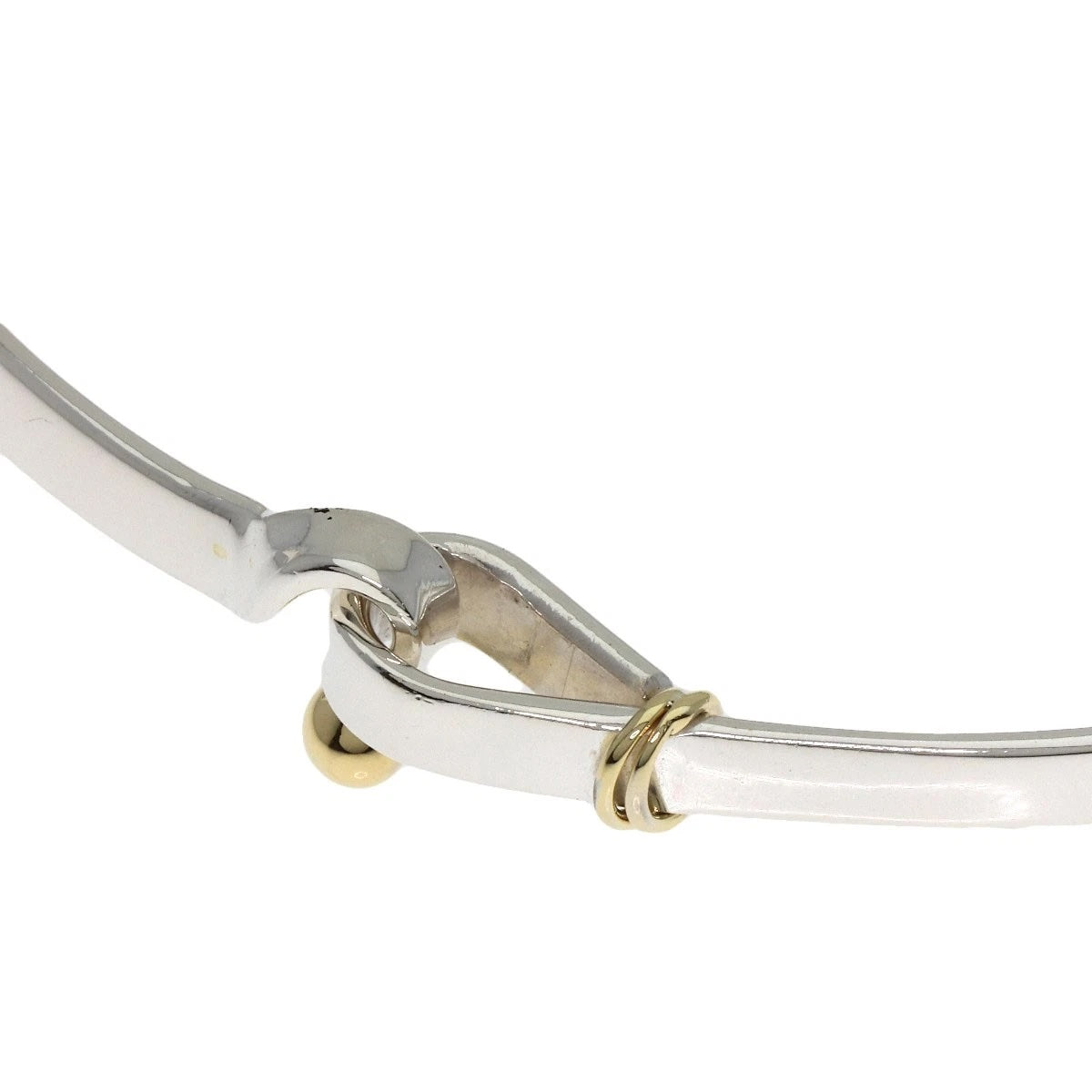 TIFFANY & CO. STERLING SILVER 18K GOLD HOOK & EYE BANGLE BRACELET