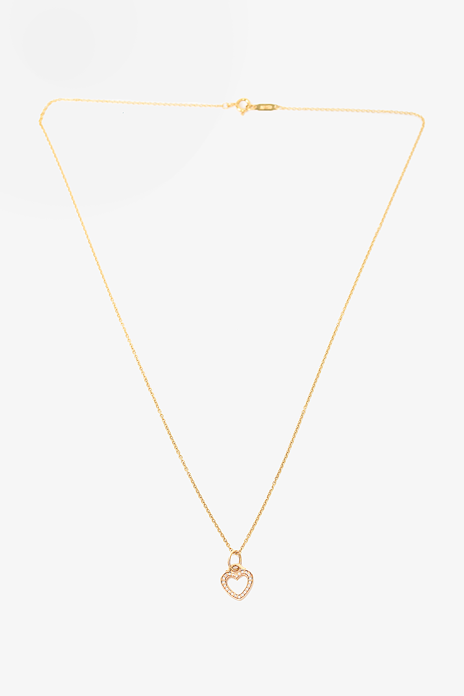 Tiffany & Co. 18K Gold Mini Pave Diamonds Heart Necklace