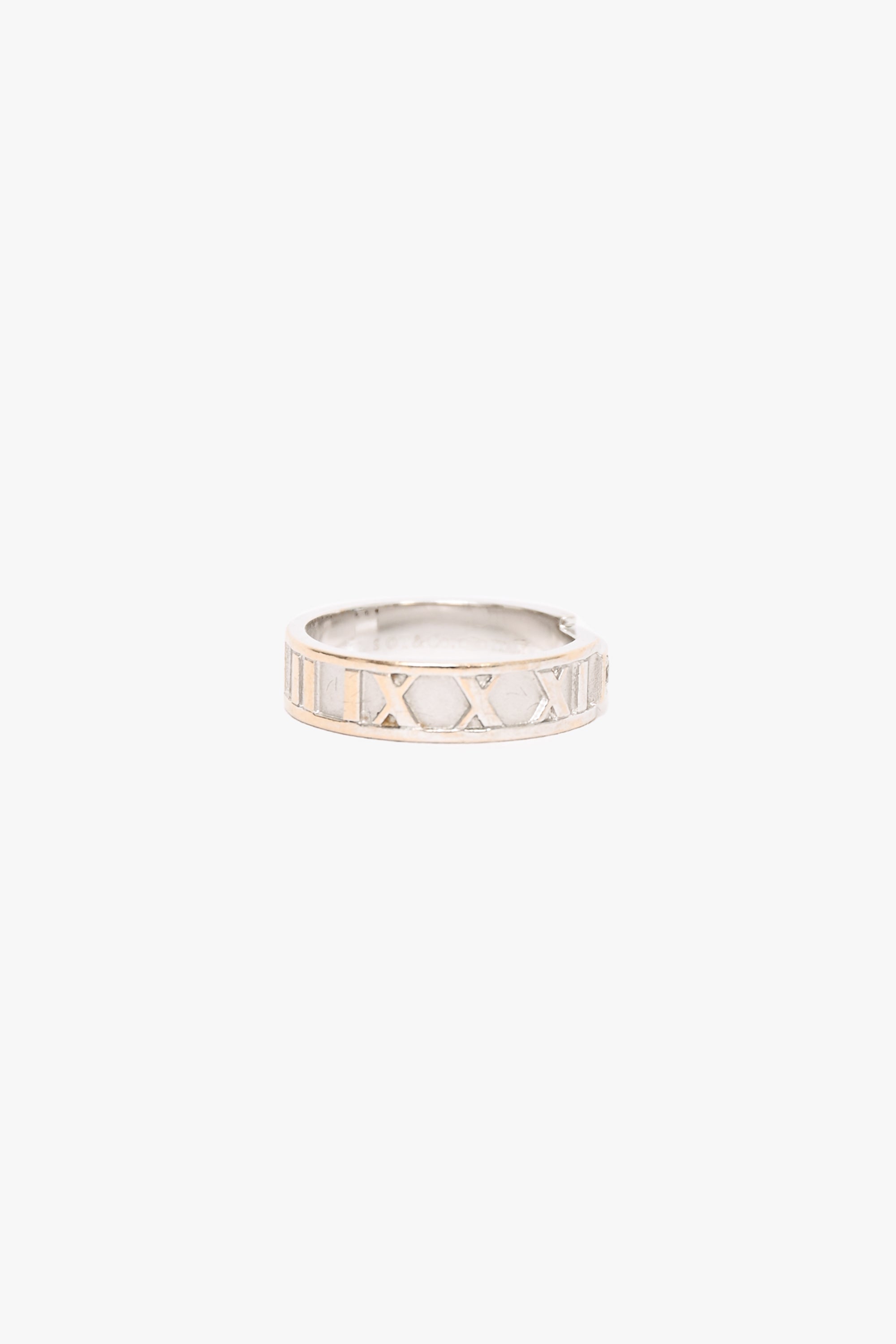 Tiffany & Co. 18K White Gold 'Atlas' Diamond Ring Size 7