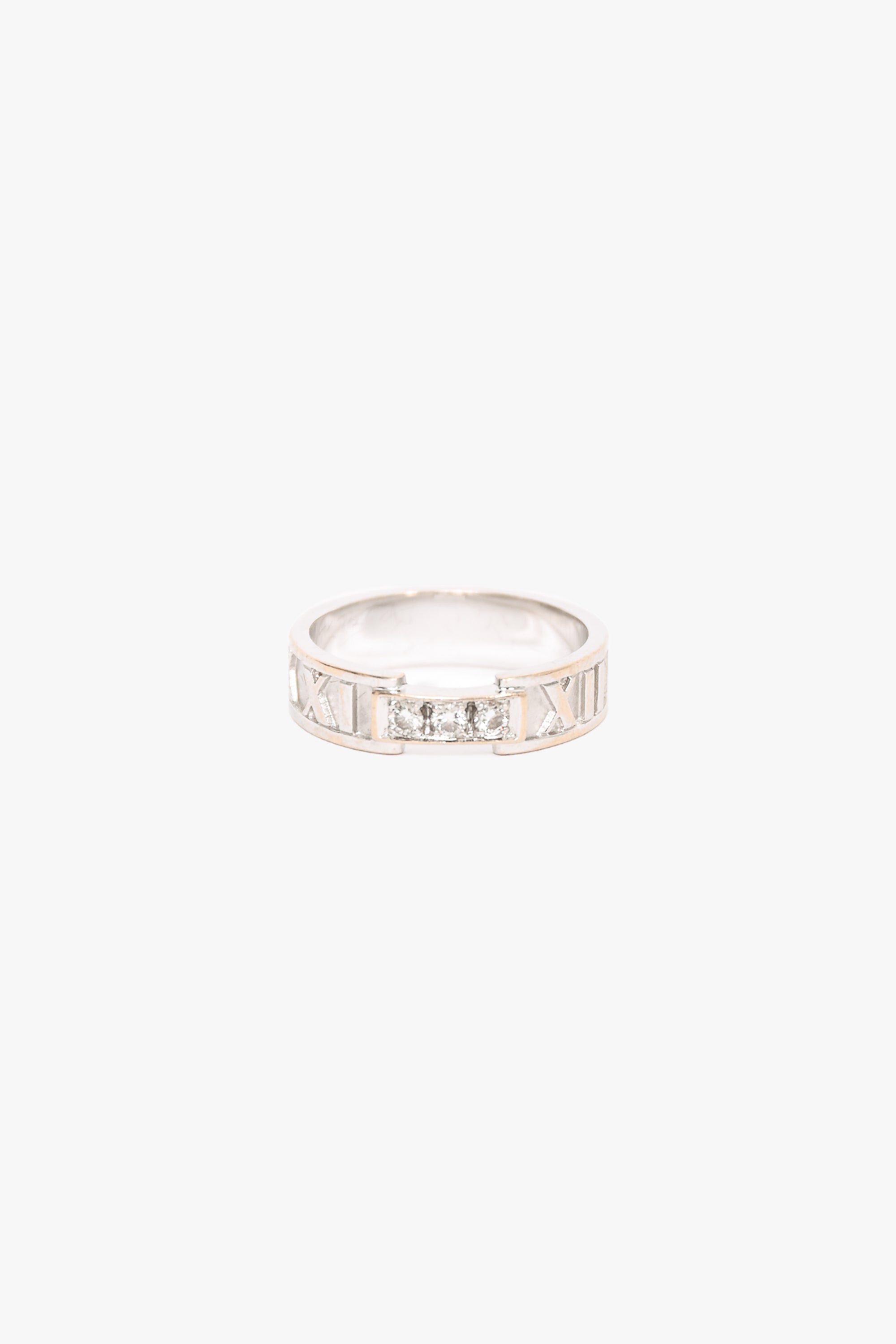 Tiffany & Co. 18K White Gold 'Atlas' Diamond Ring Size 7