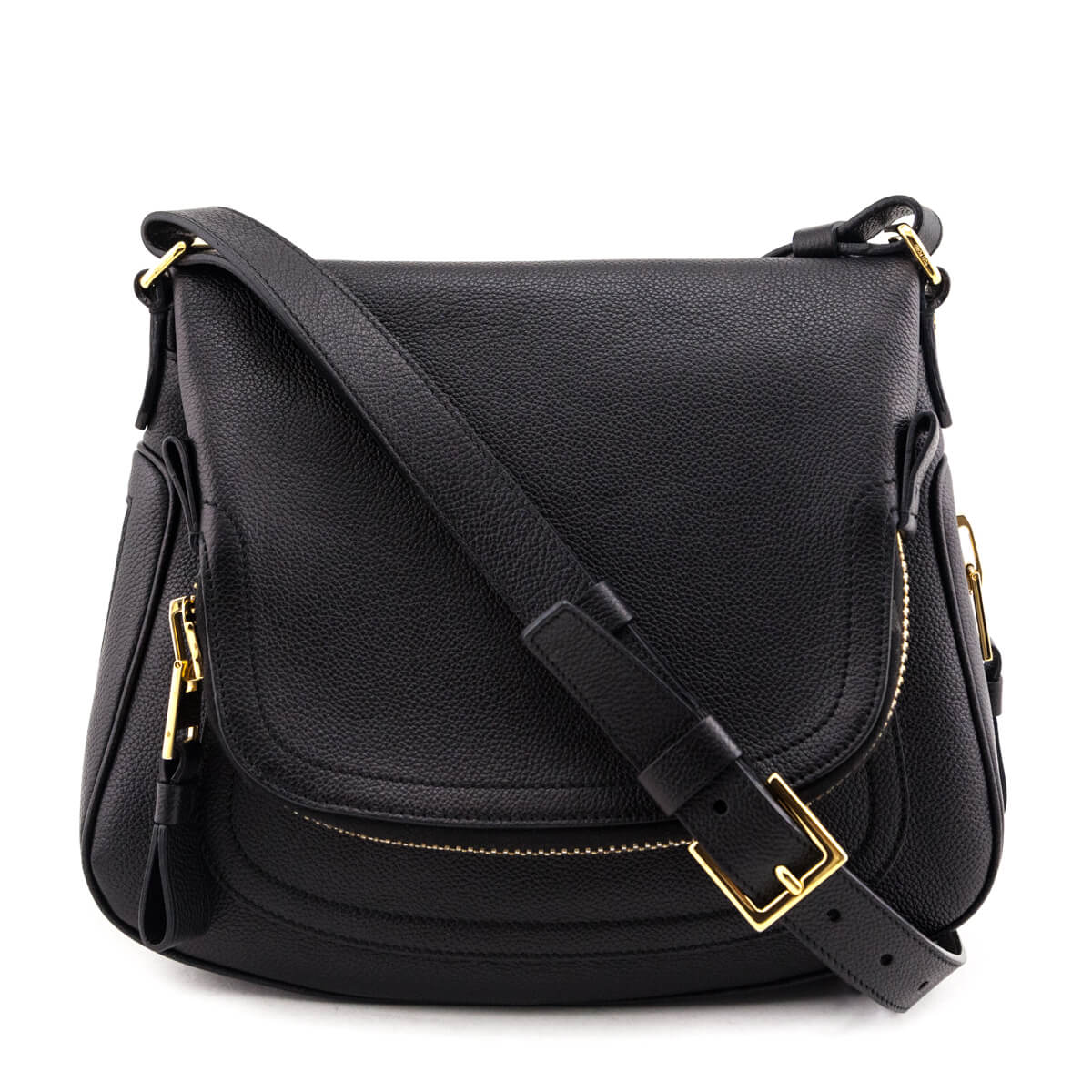 Tom Ford Black Grained Calfskin Medium Jennifer Crossbody Bag