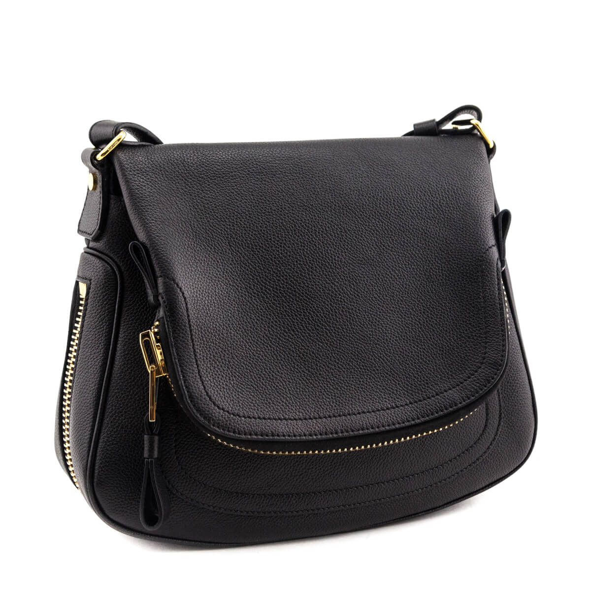 Tom Ford Black Grained Calfskin Medium Jennifer Crossbody Bag