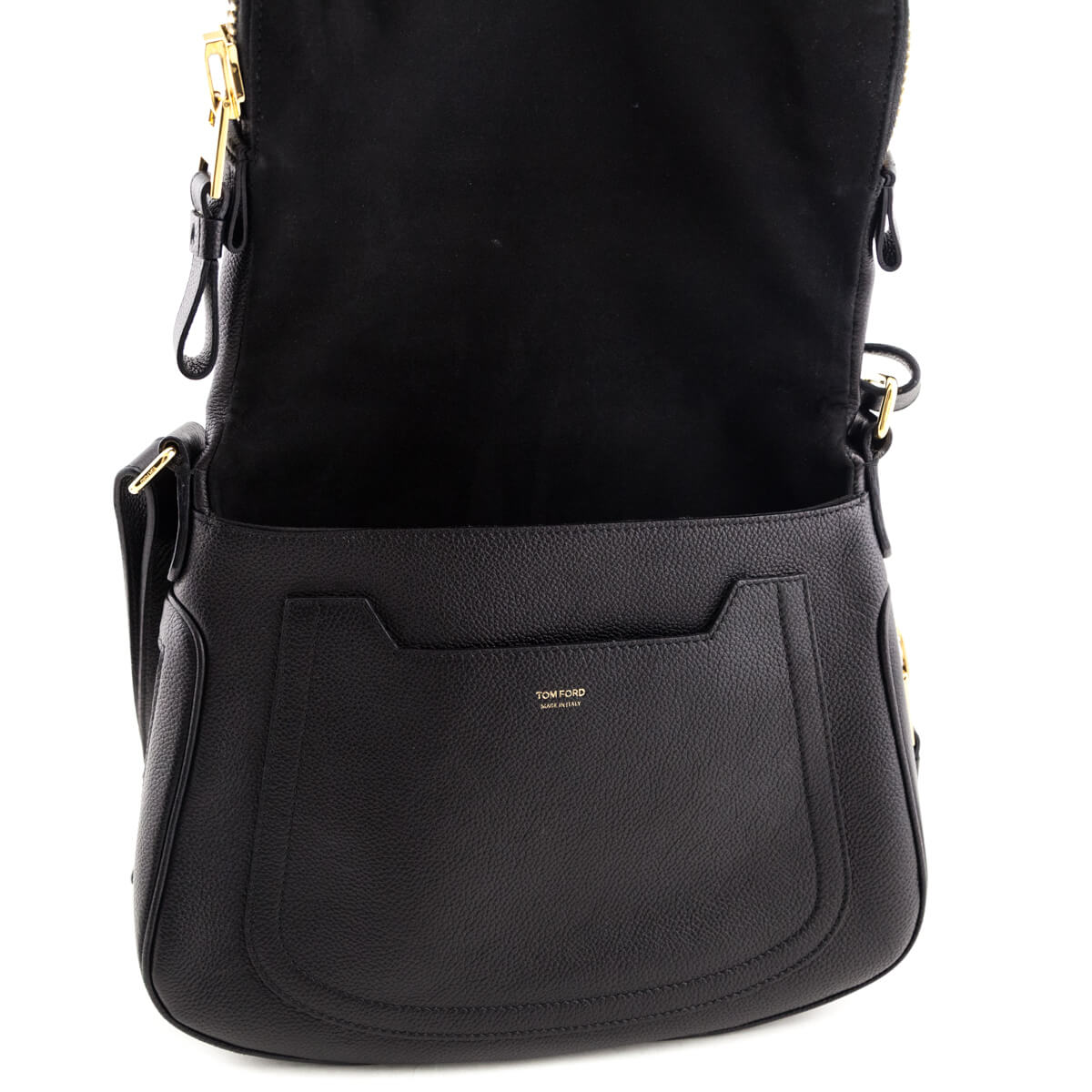 Tom Ford Black Grained Calfskin Medium Jennifer Crossbody Bag