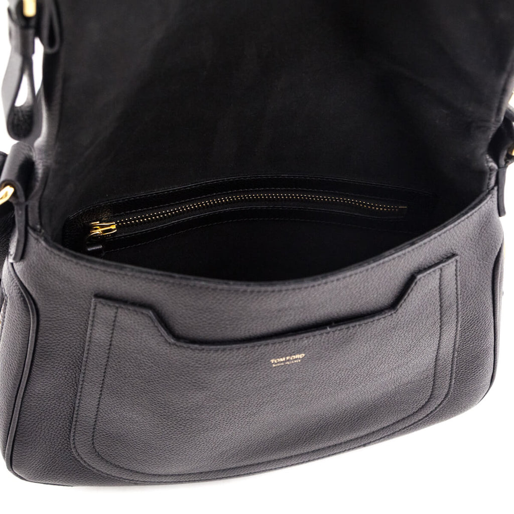 Tom Ford Black Grained Calfskin Medium Jennifer Crossbody Bag
