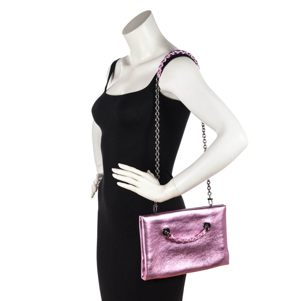 Tom Ford Metallic Pink Chain Convertible Clutch