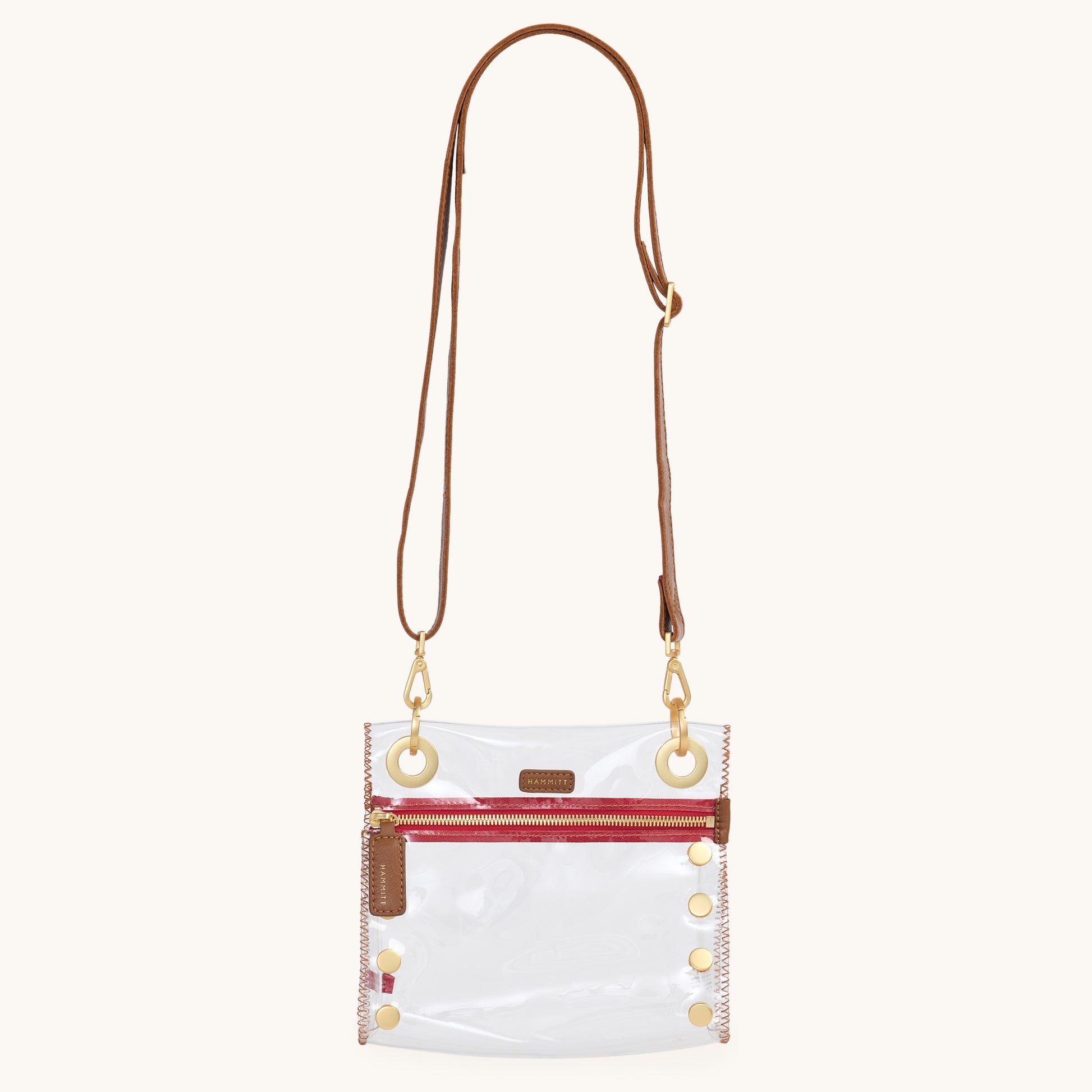 Tony clear | Mahogany Pebble/Brushed Gold Red Zip | Sml