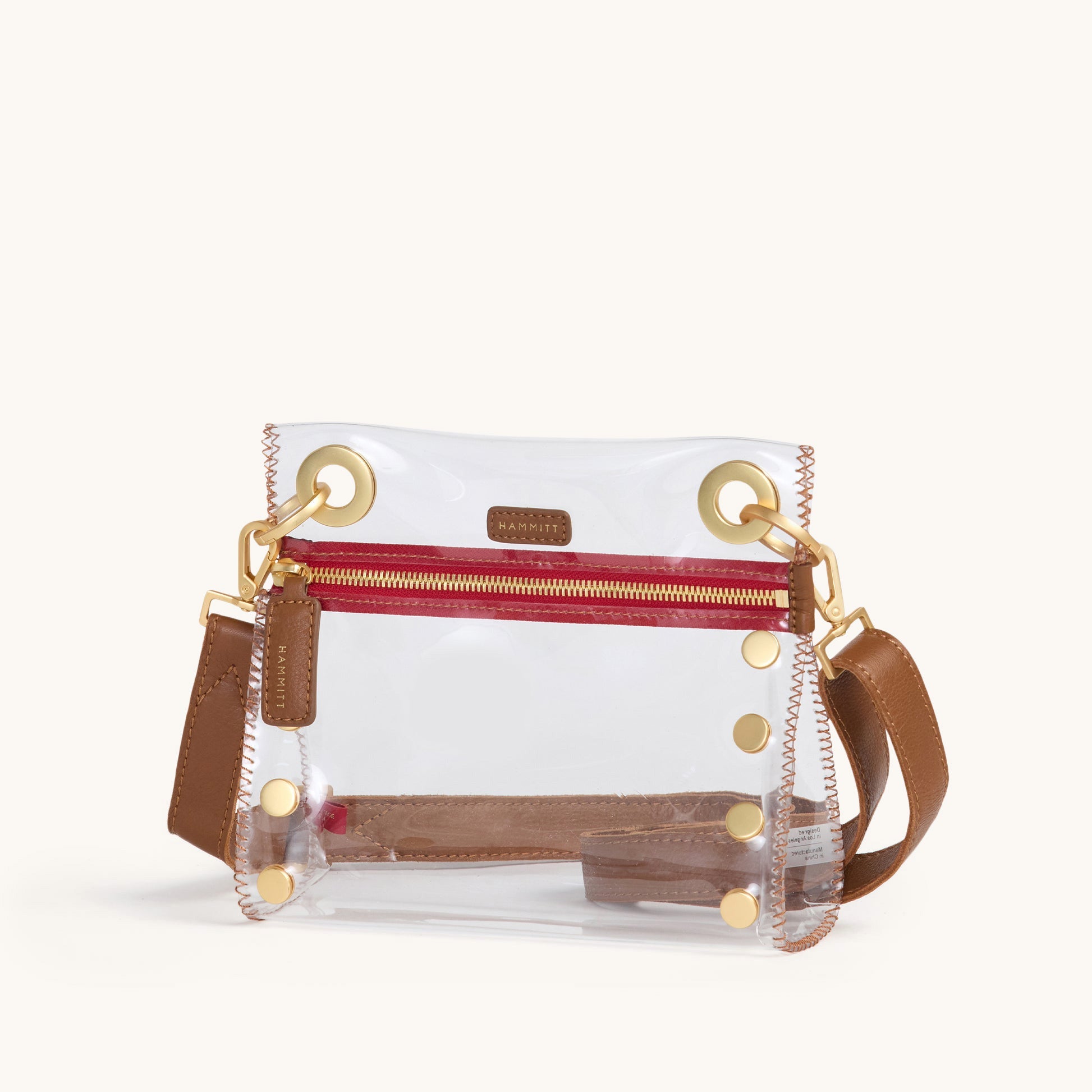 Tony clear | Mahogany Pebble/Brushed Gold Red Zip | Sml